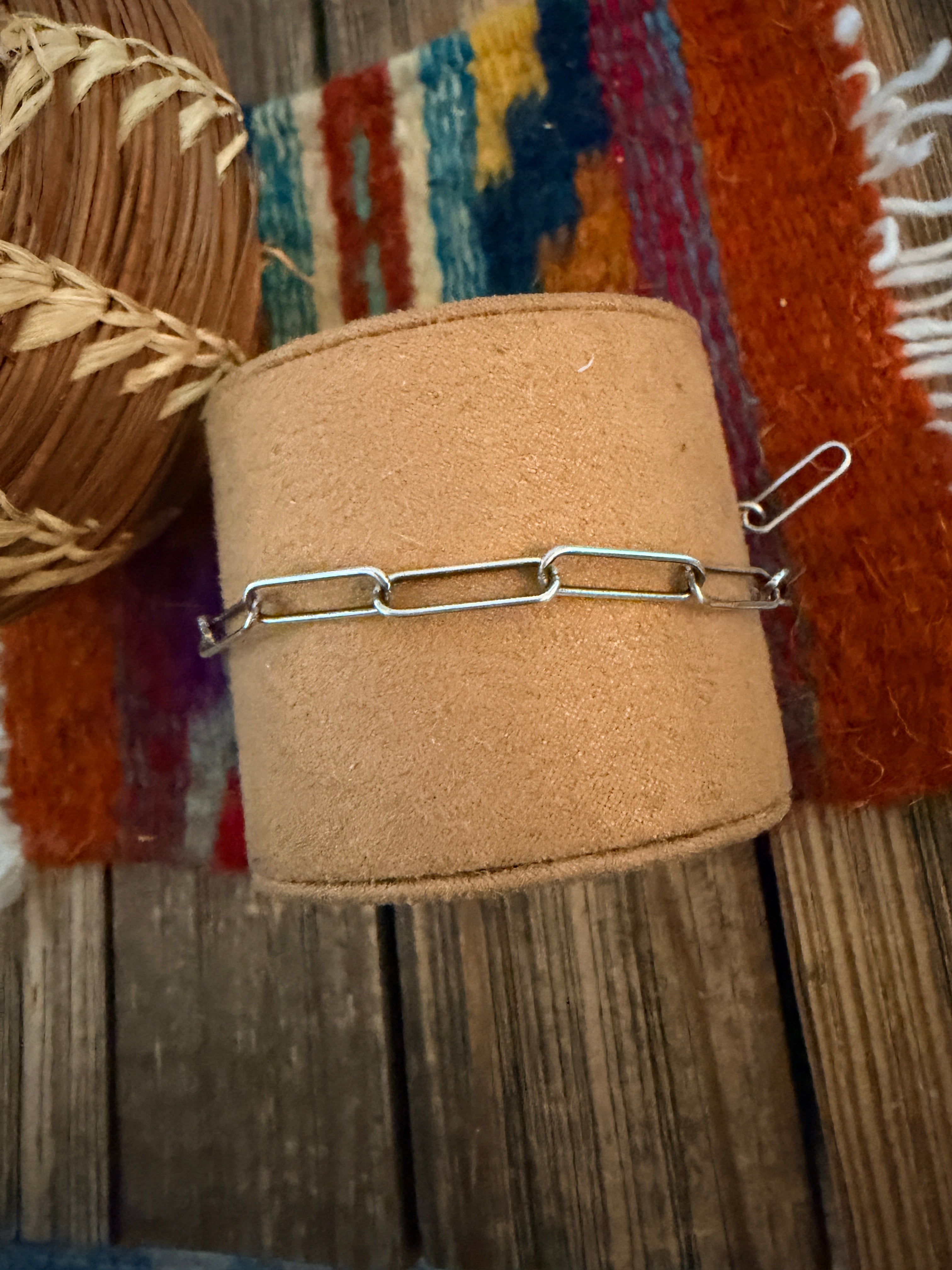 Handmade Sterling Silver Paperclip Anklet