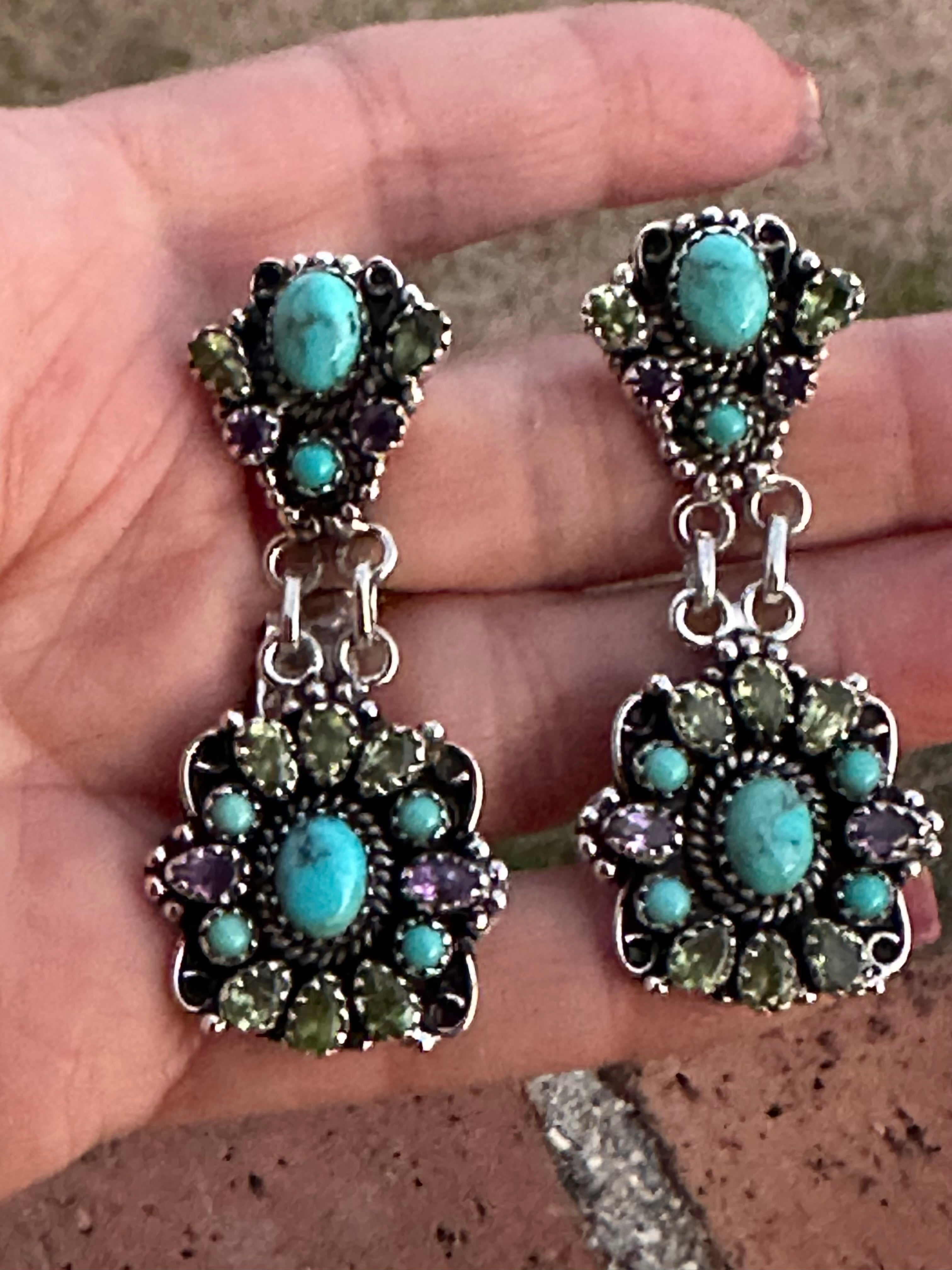 The Royalty Handmade Sterling Silver & Multi Stone Dangle Earrings