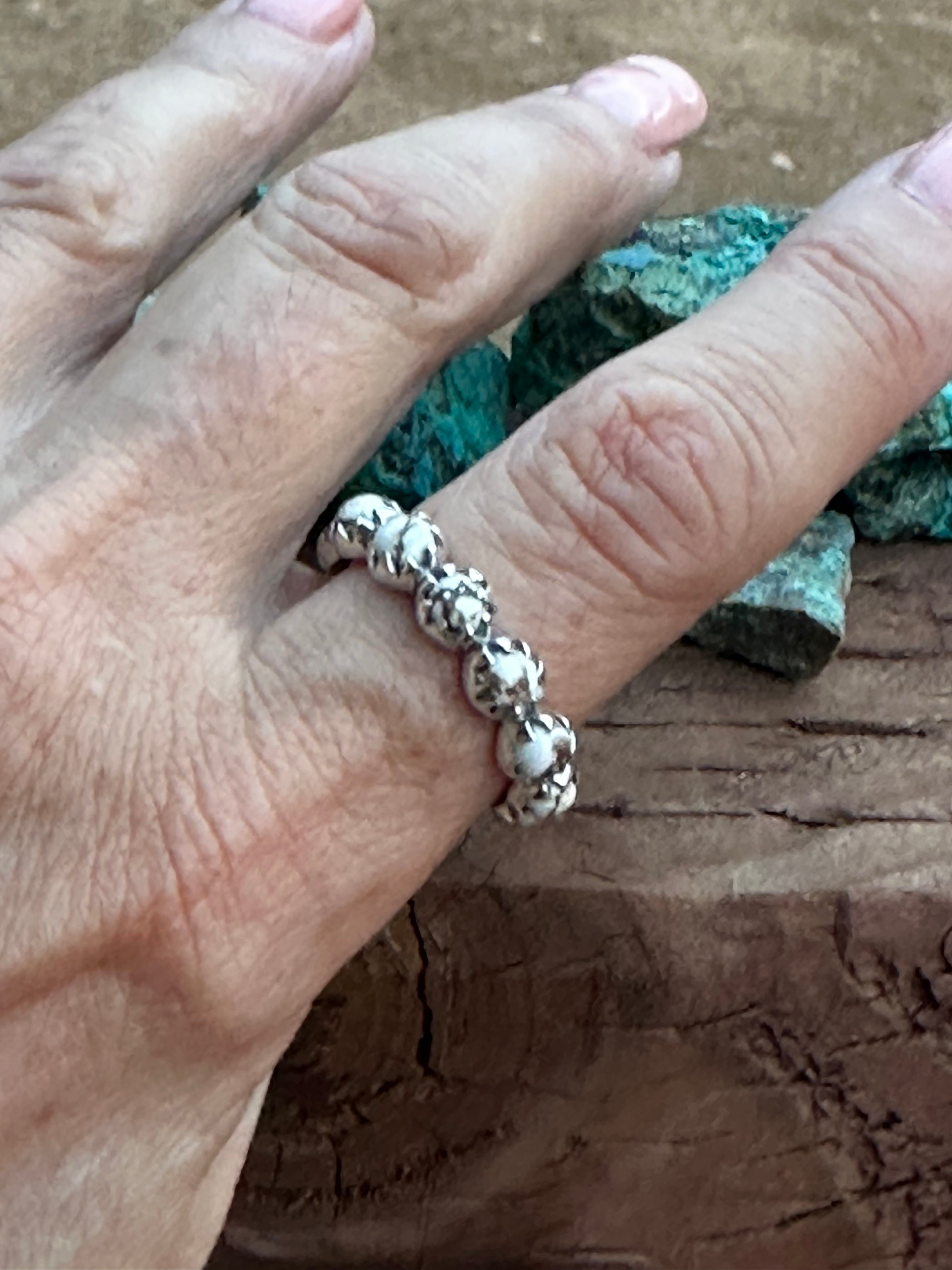 Natural Wild Horse & Sterling Silver Mini Eternity Band