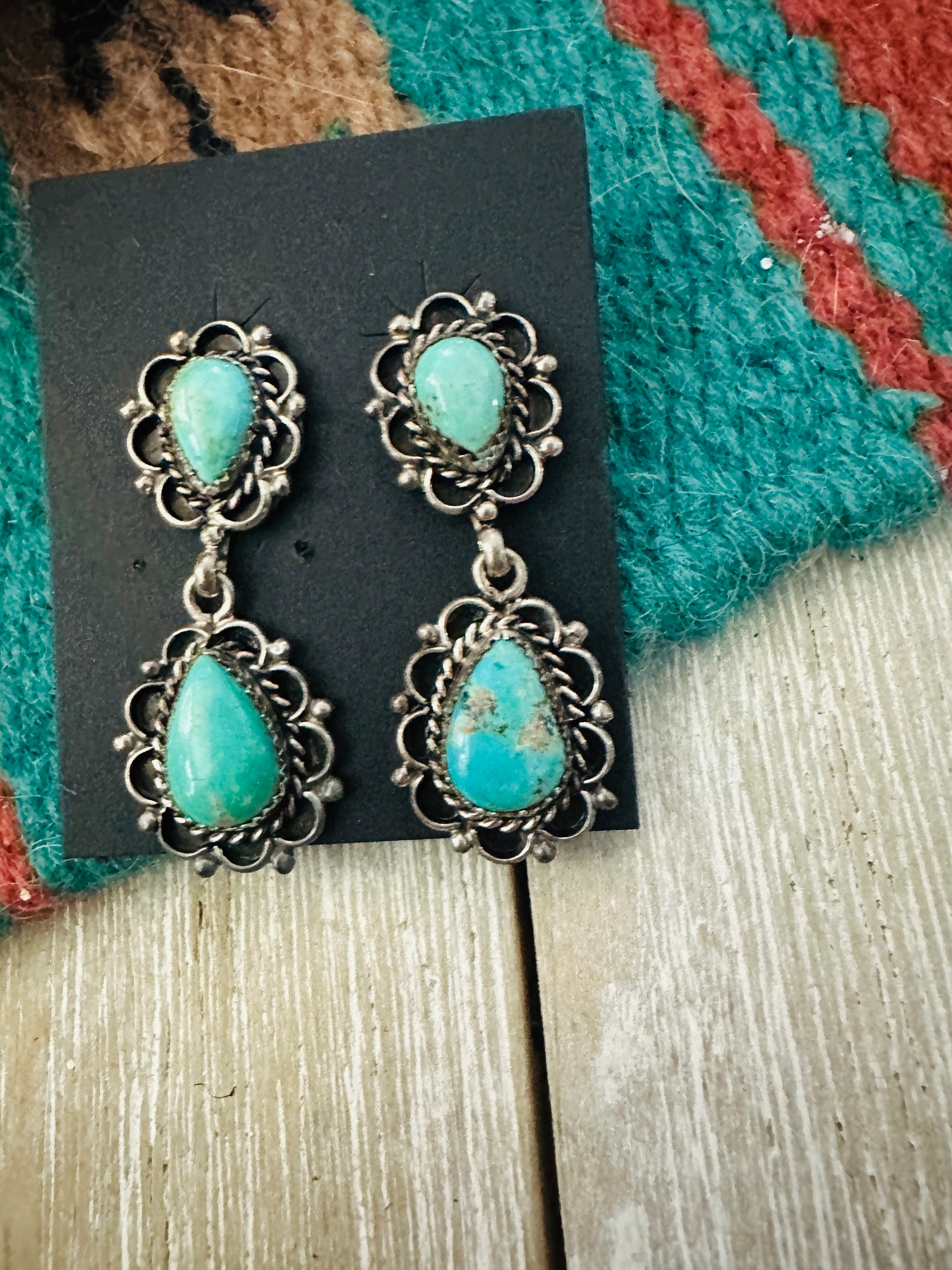 Handcrafted Sterling Silver & Turquoise Dangle Earrings
