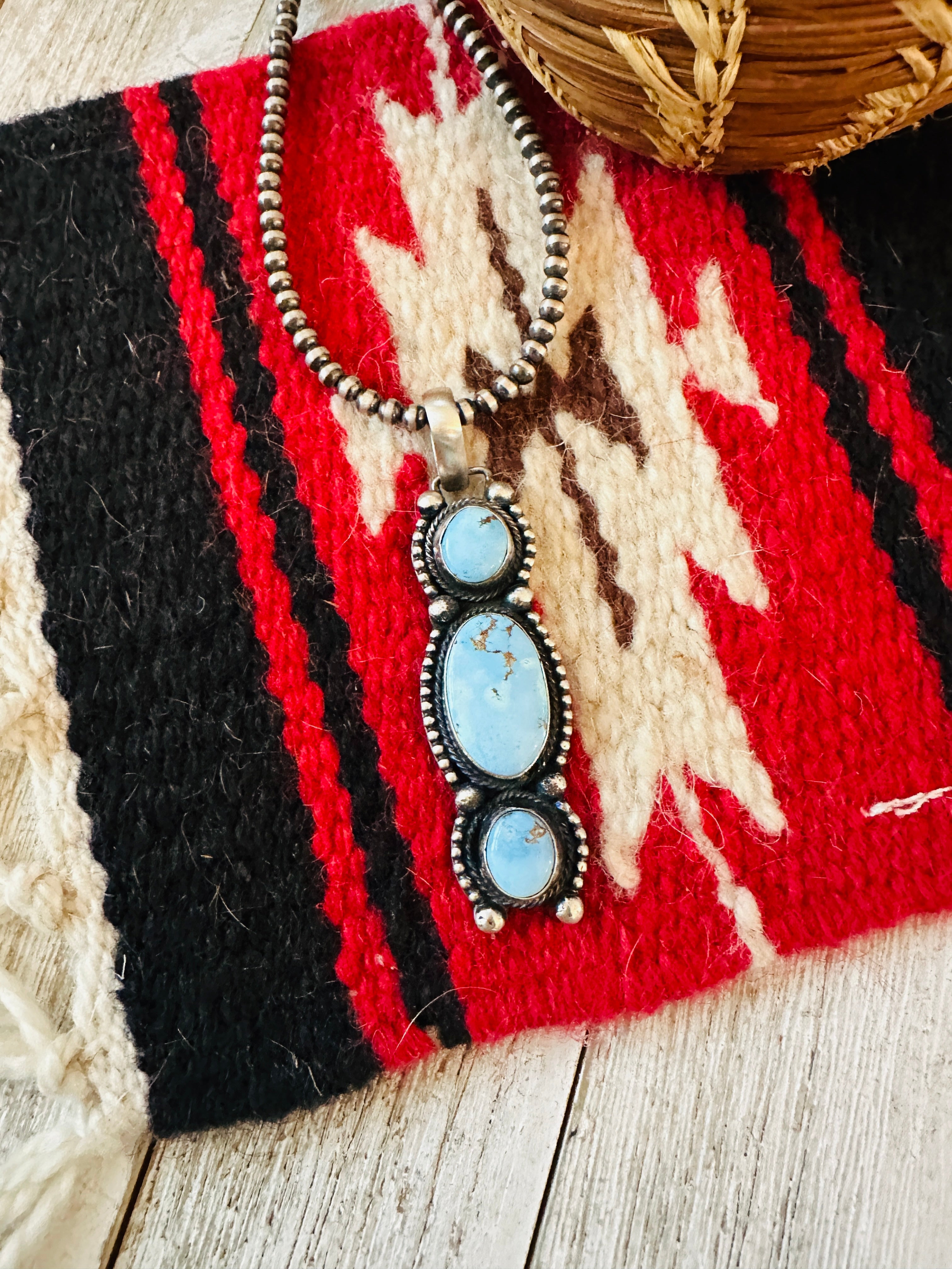 Handcrafted Golden Hills Turquoise & Sterling Silver Pendant