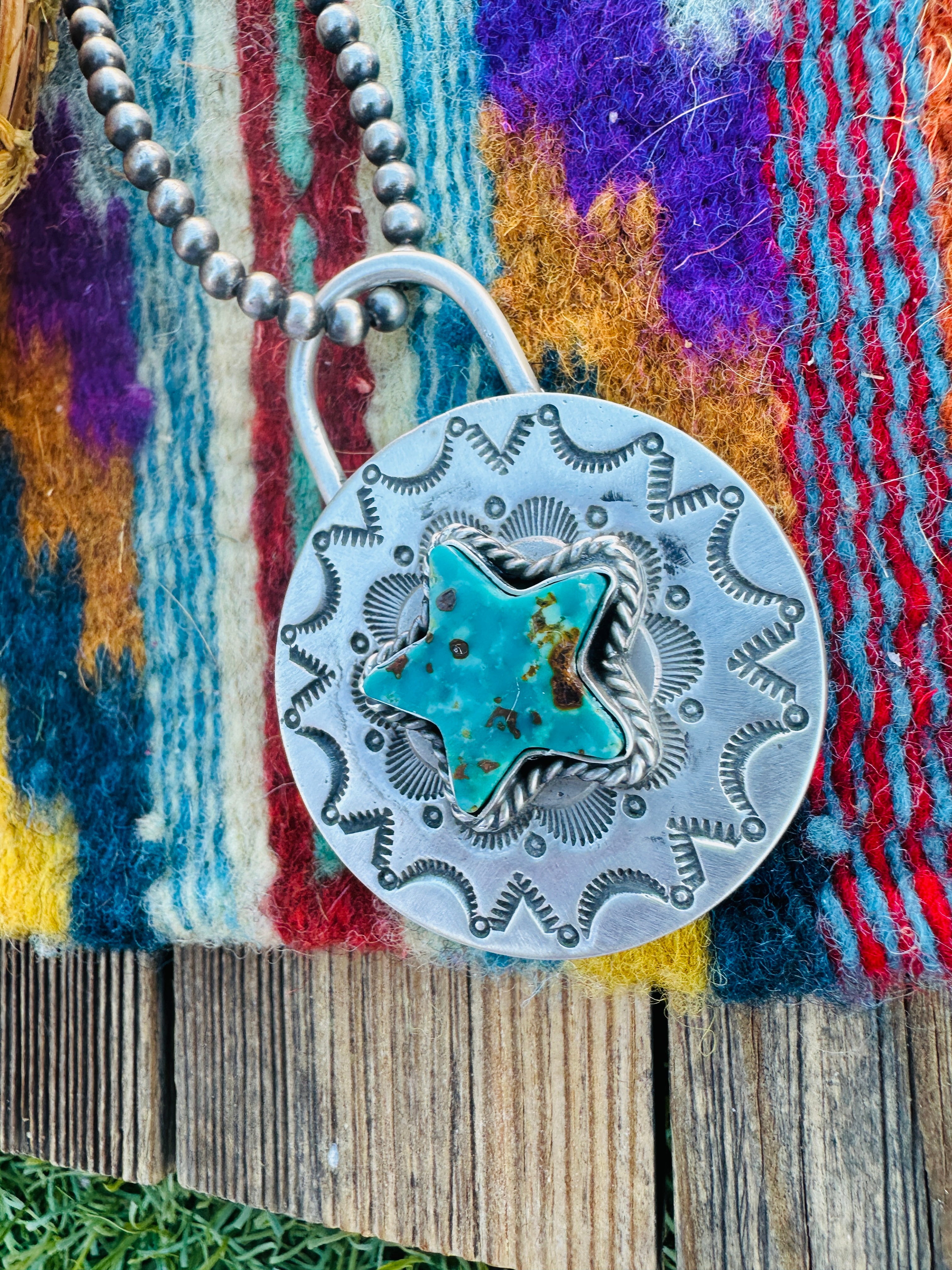 Handcrafted Turquoise & Sterling Silver Locket Style Pendant by Charles Johnson