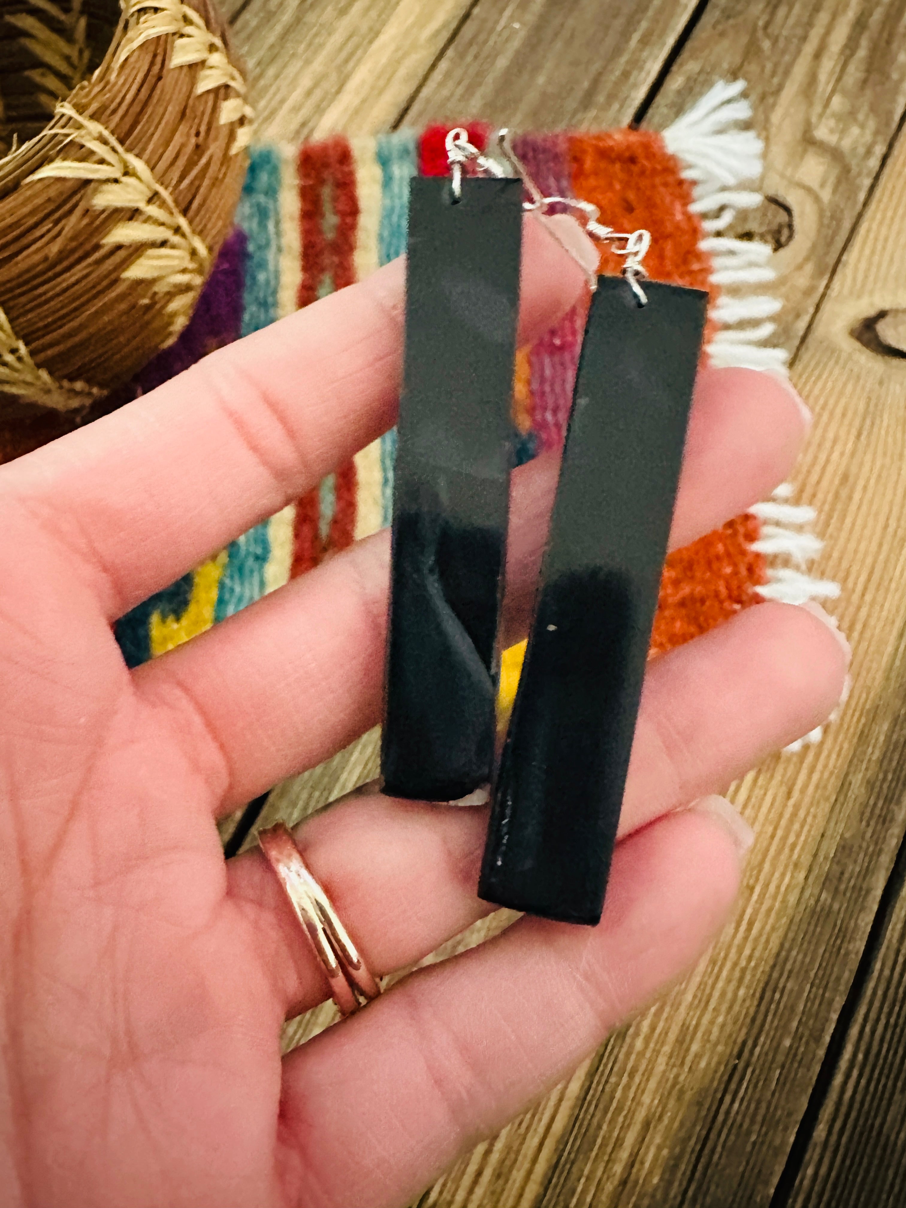 Handcrafted Multi Stone Inlay Slab Dangle Earrings
