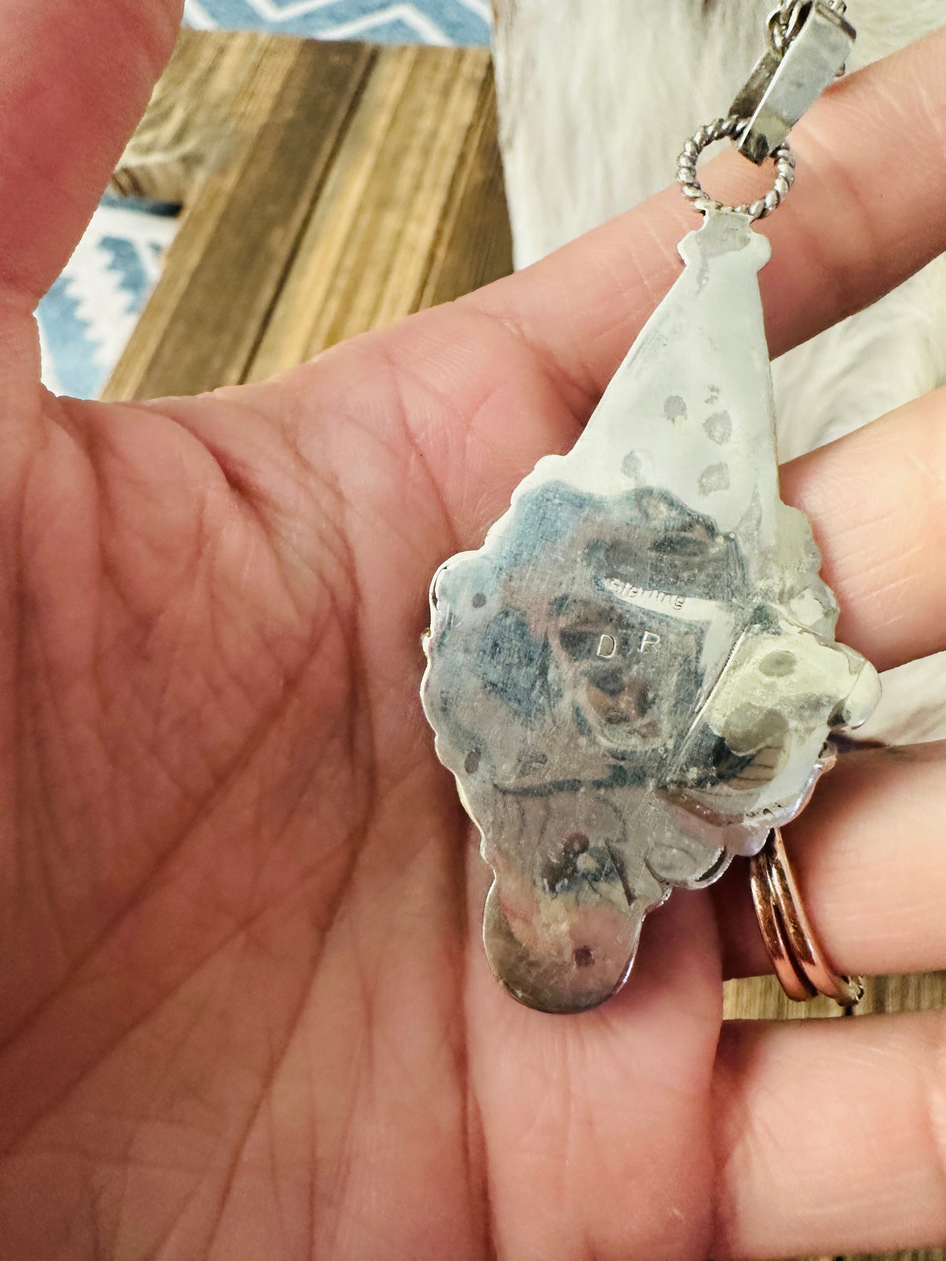 Old Pawn Handcrafted Sterling Silver and Turquoise Necklace