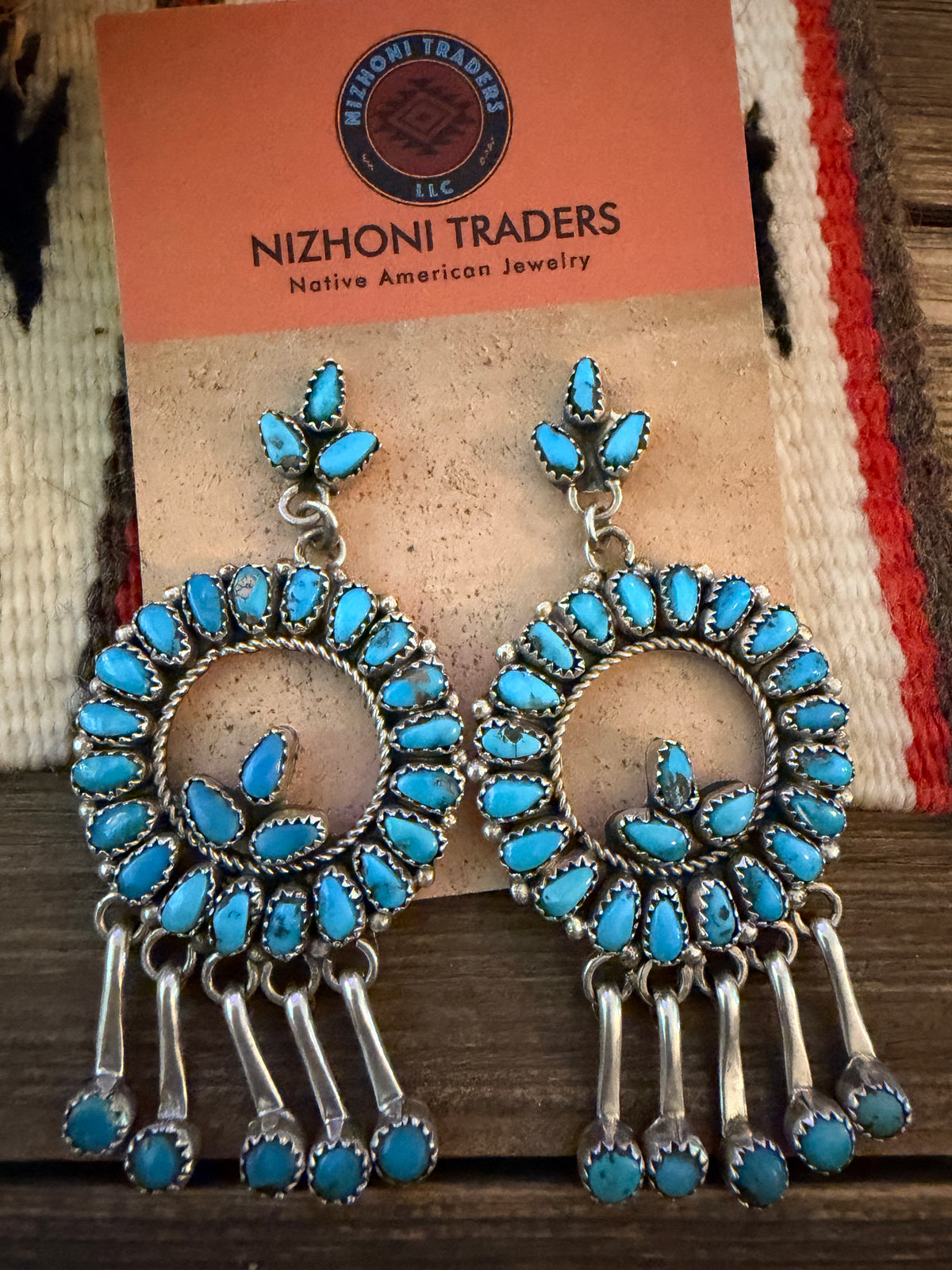 Handcrafted Sleeping Beauty Turquoise & Sterling Silver Cluster Dangle Earrings by Juliana Williams