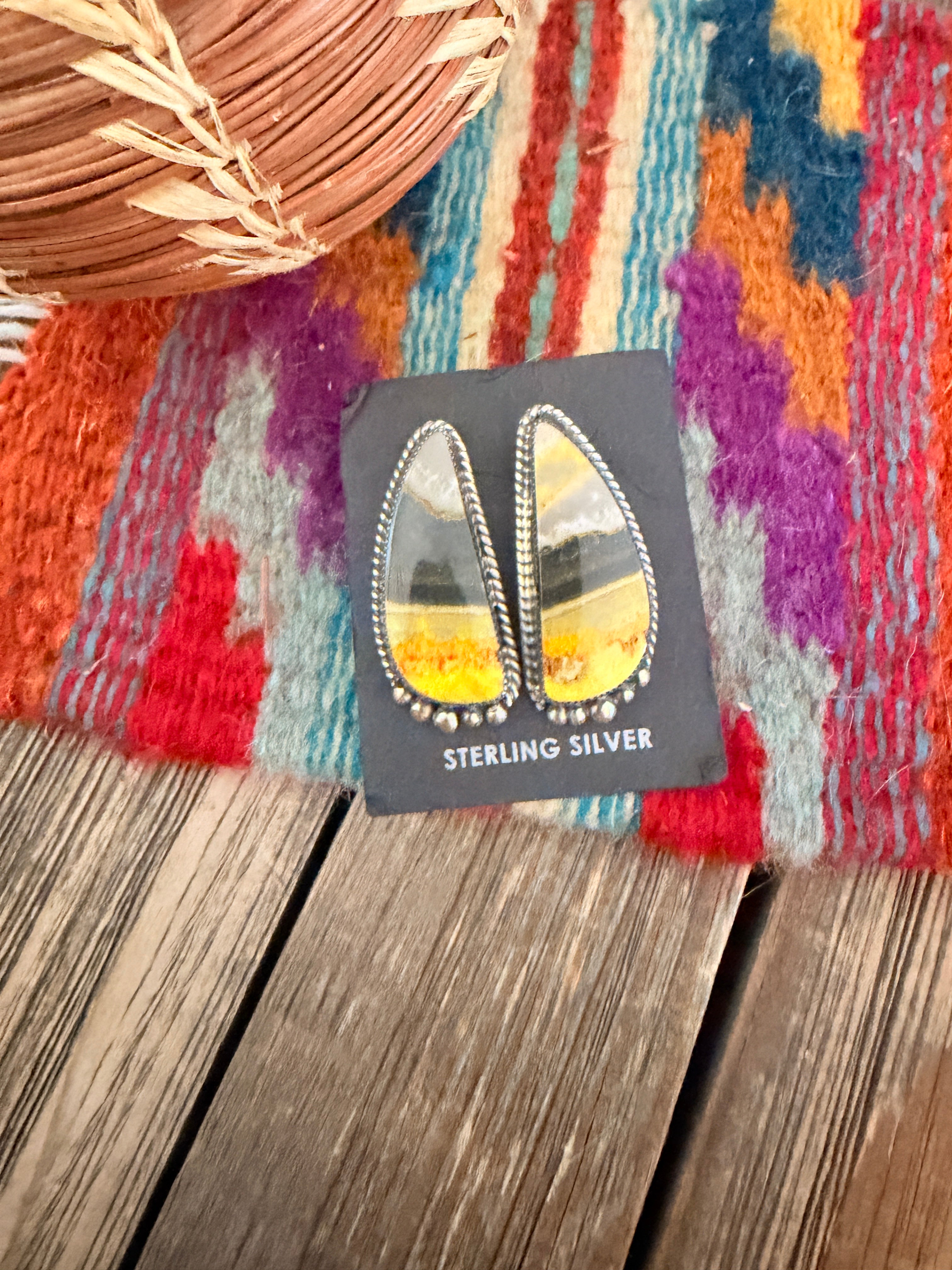 Handcrafted Bumblebee & Sterling Silver Post Earrings