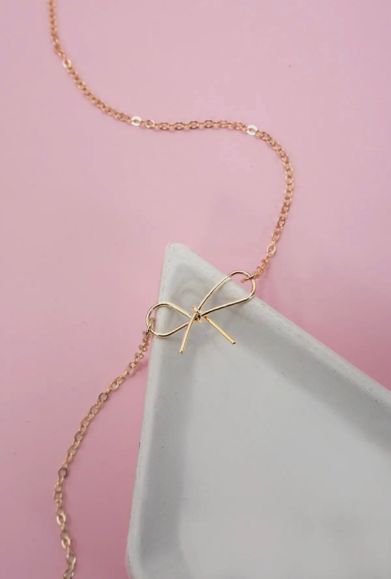 “The Golden Collection”  BOW NECKLACE Handmade 18k Gold Plated Necklace
