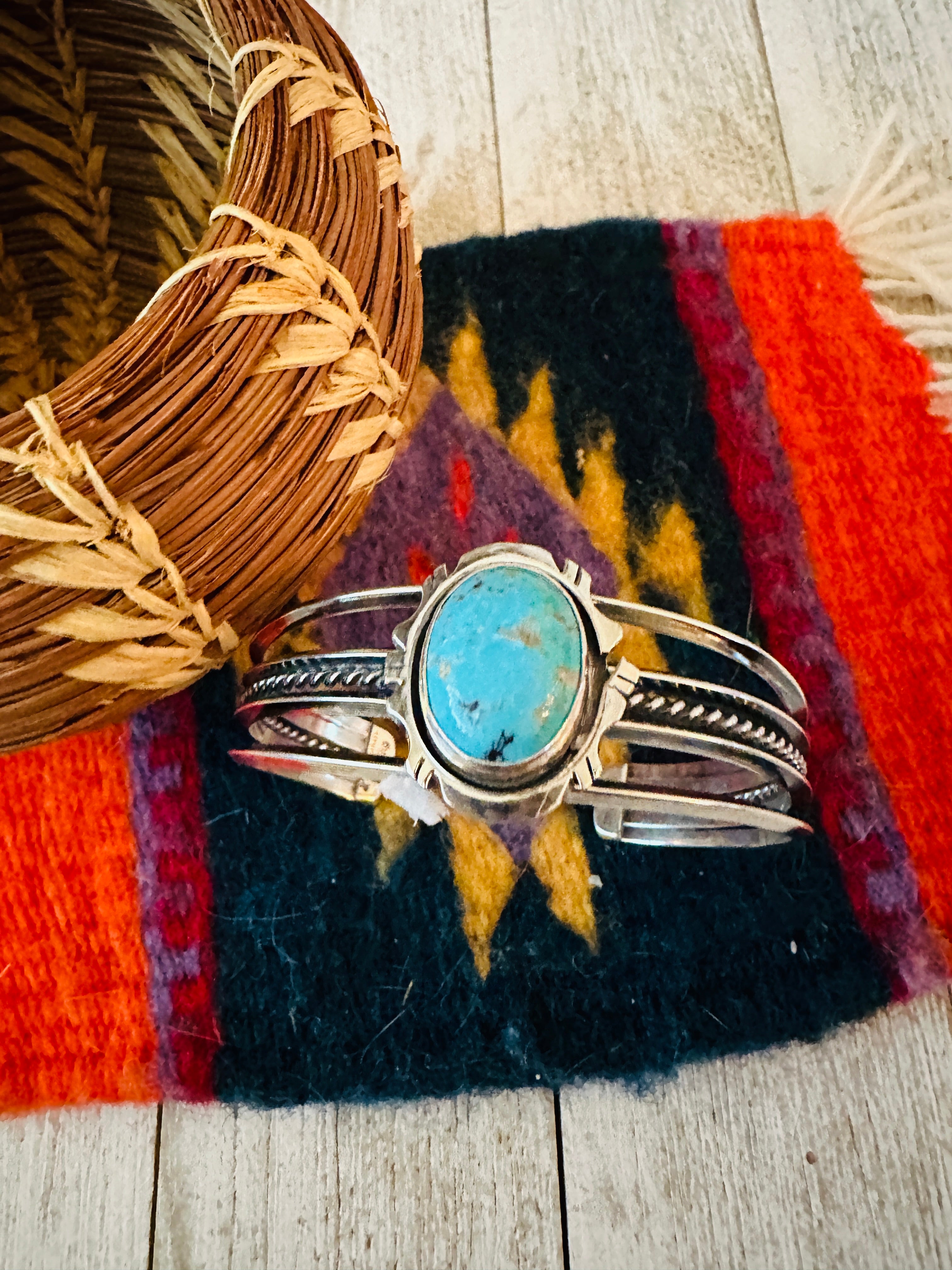 Navajo Sterling Silver & Turquoise Cuff Bracelet