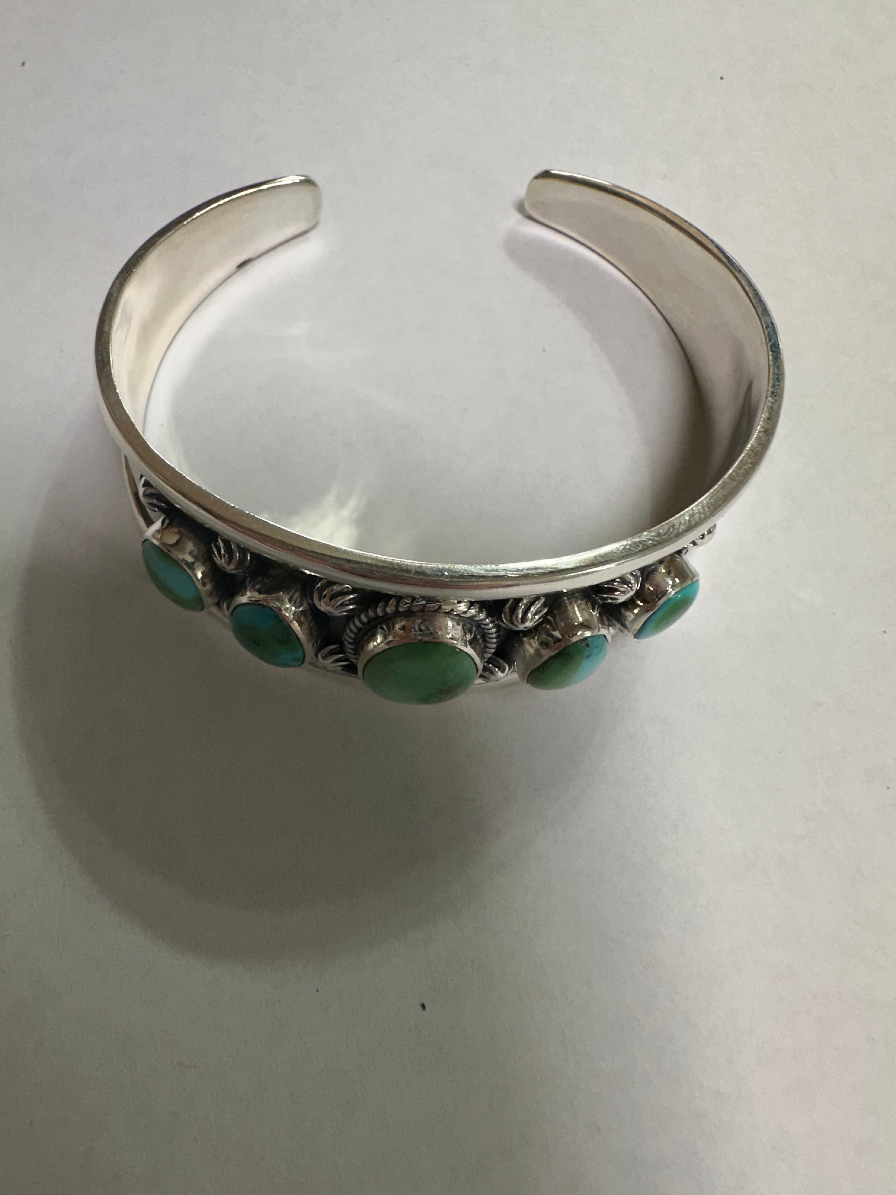 Handmade Sonoran Gold Turquoise & Sterling Silver Cuff Bracelet