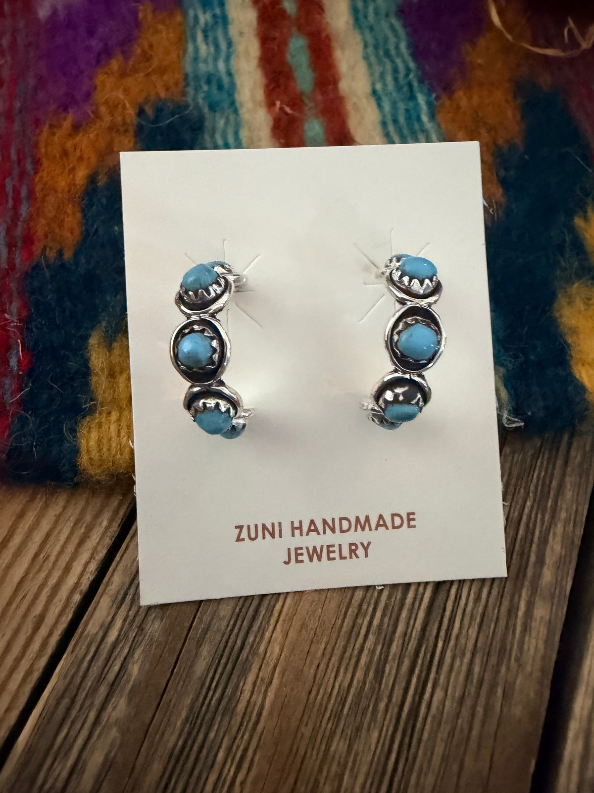 Handcrafted Sterling Silver & Turquoise Snake Eye Hoop Earrings