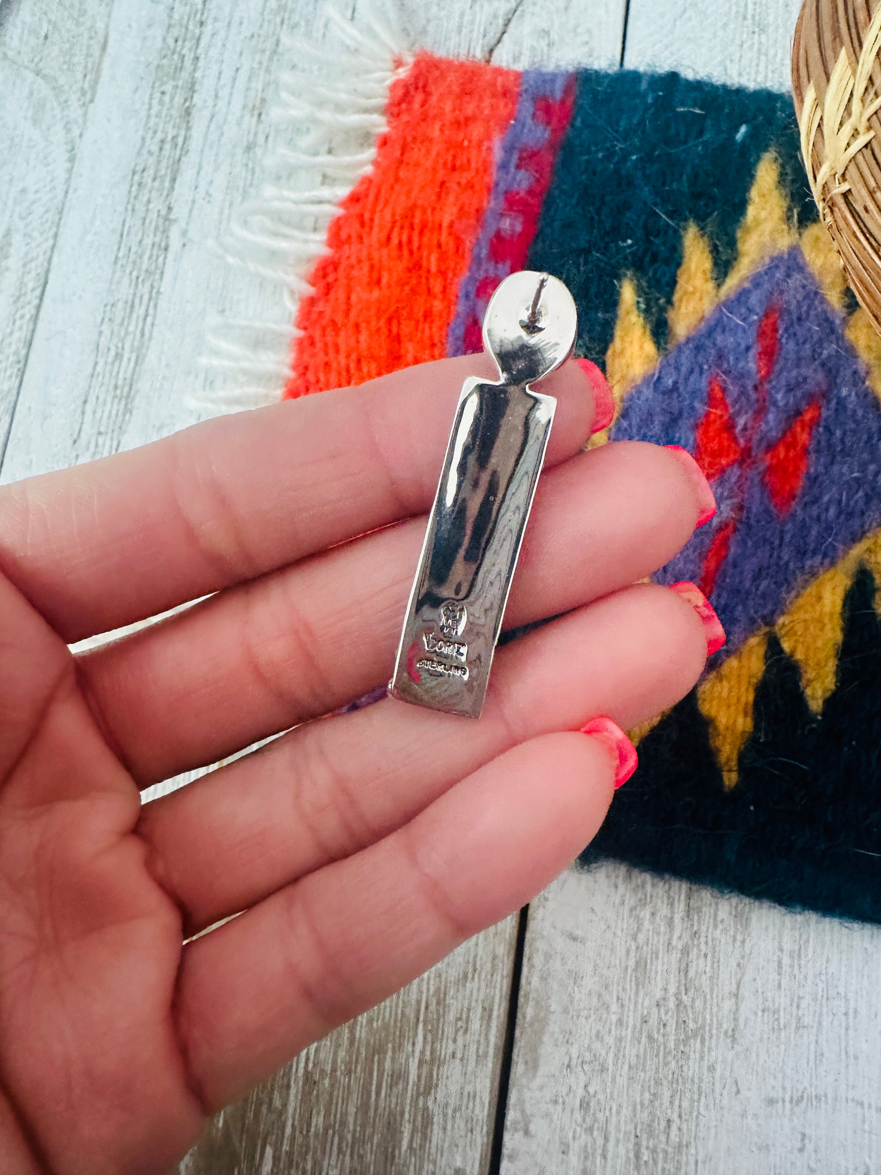 Navajo Turquoise And Sterling Silver Drop Earrings