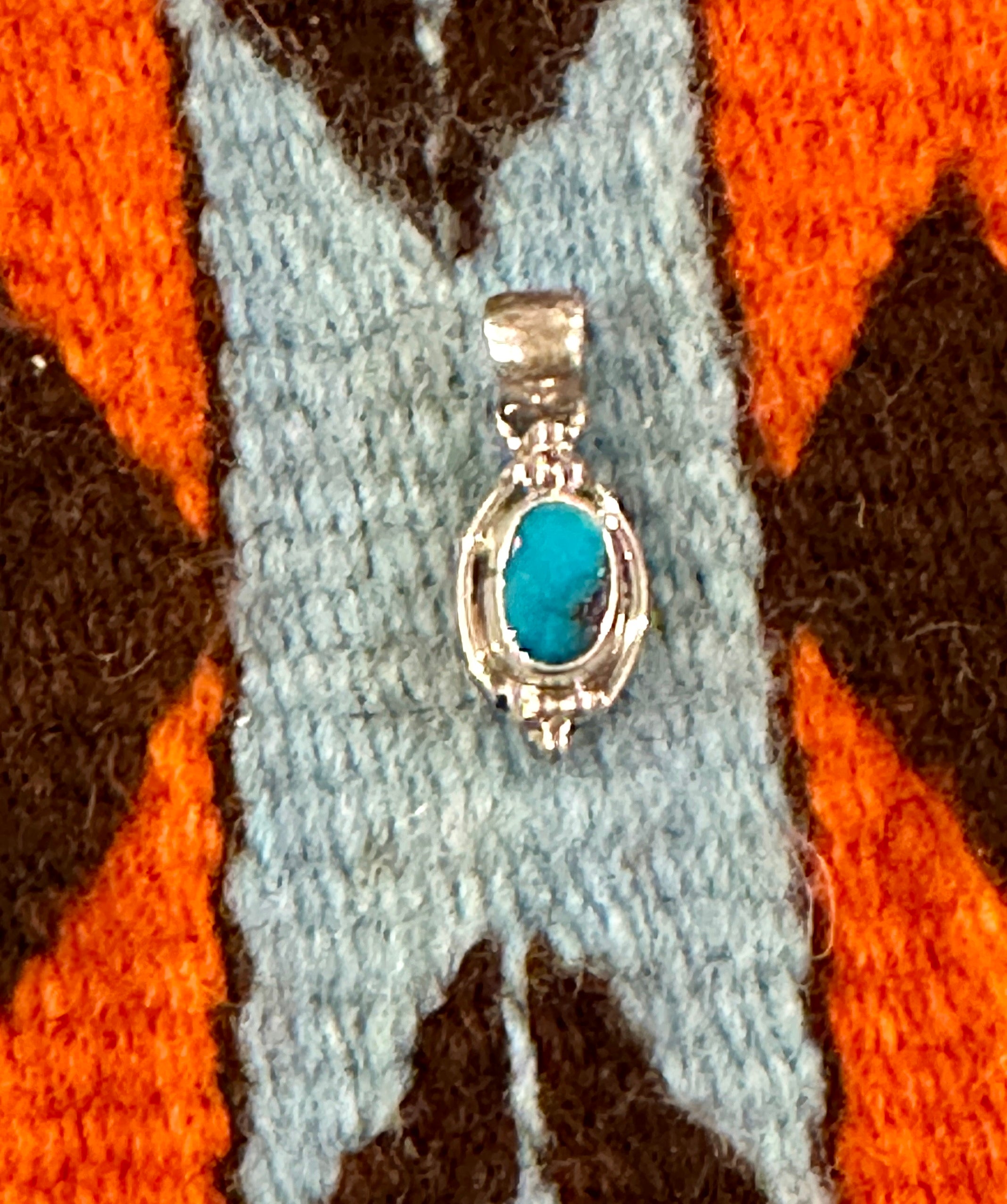 Handcrafted Handmade Sterling Silver & Kingman Turquoise Square Pendant Signed