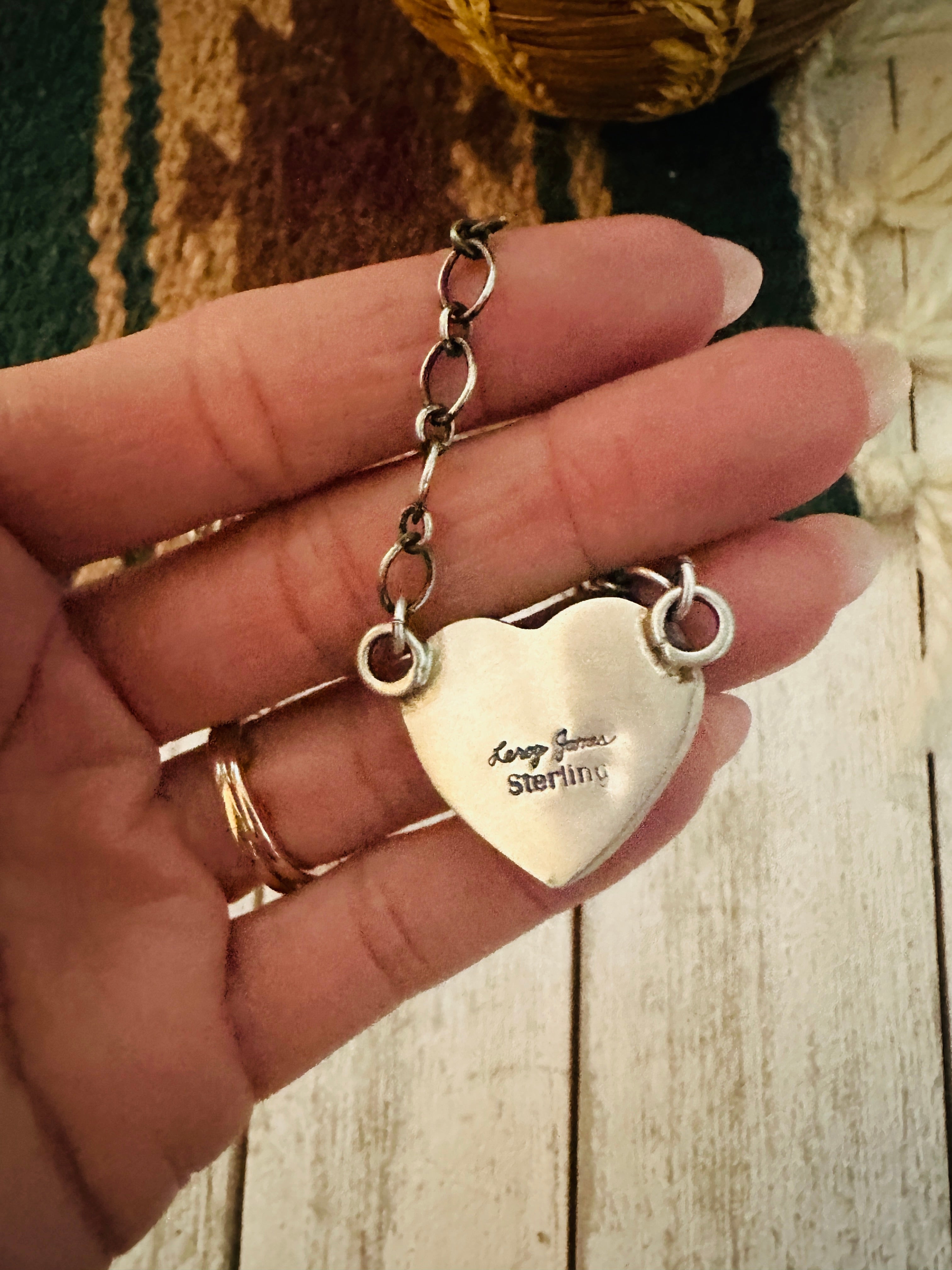 Navajo Sterling Silver & Royston Turquoise Heart Necklace