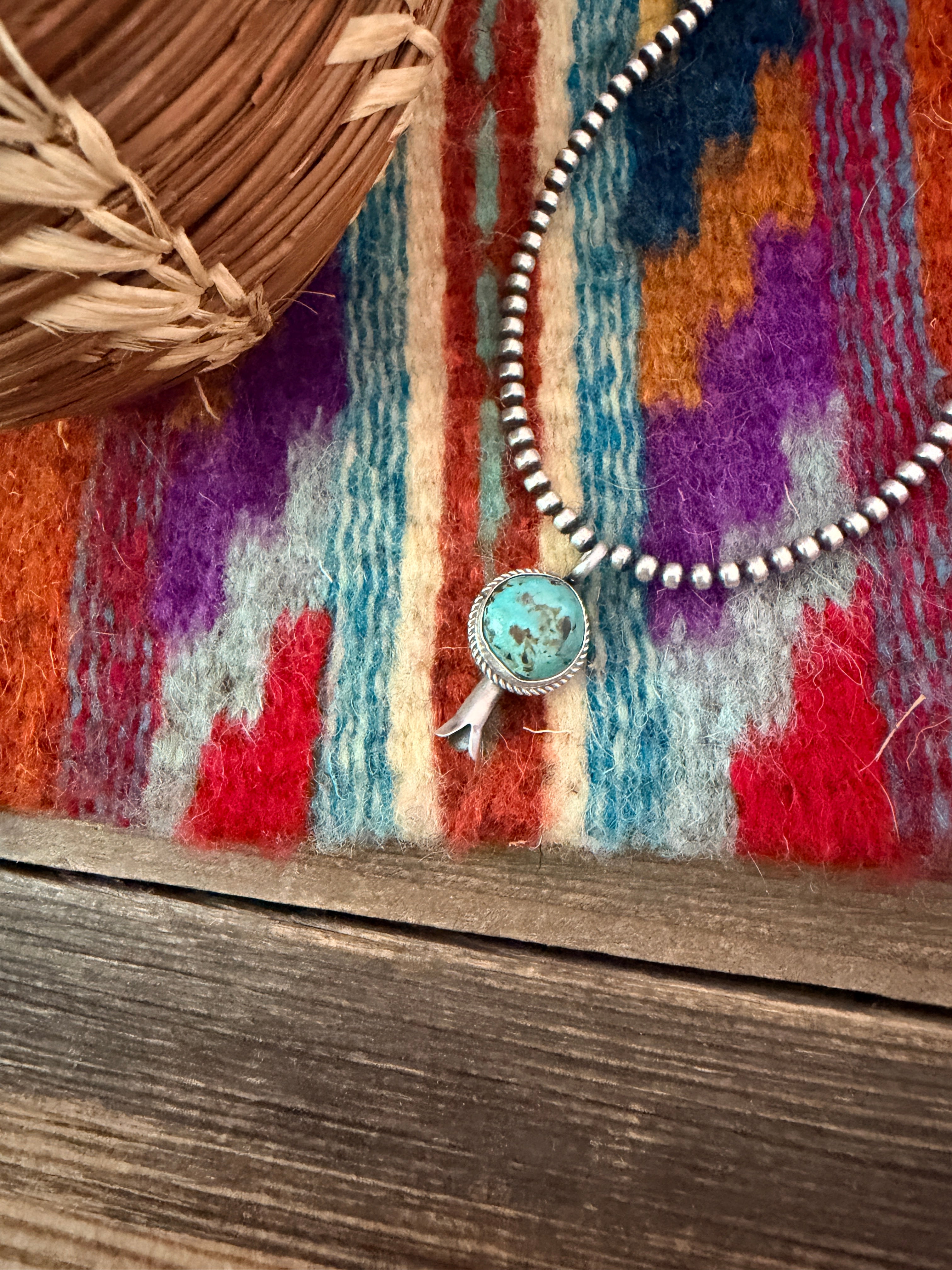 Handcrafted Sterling Silver & Turquoise Blossom Pendant