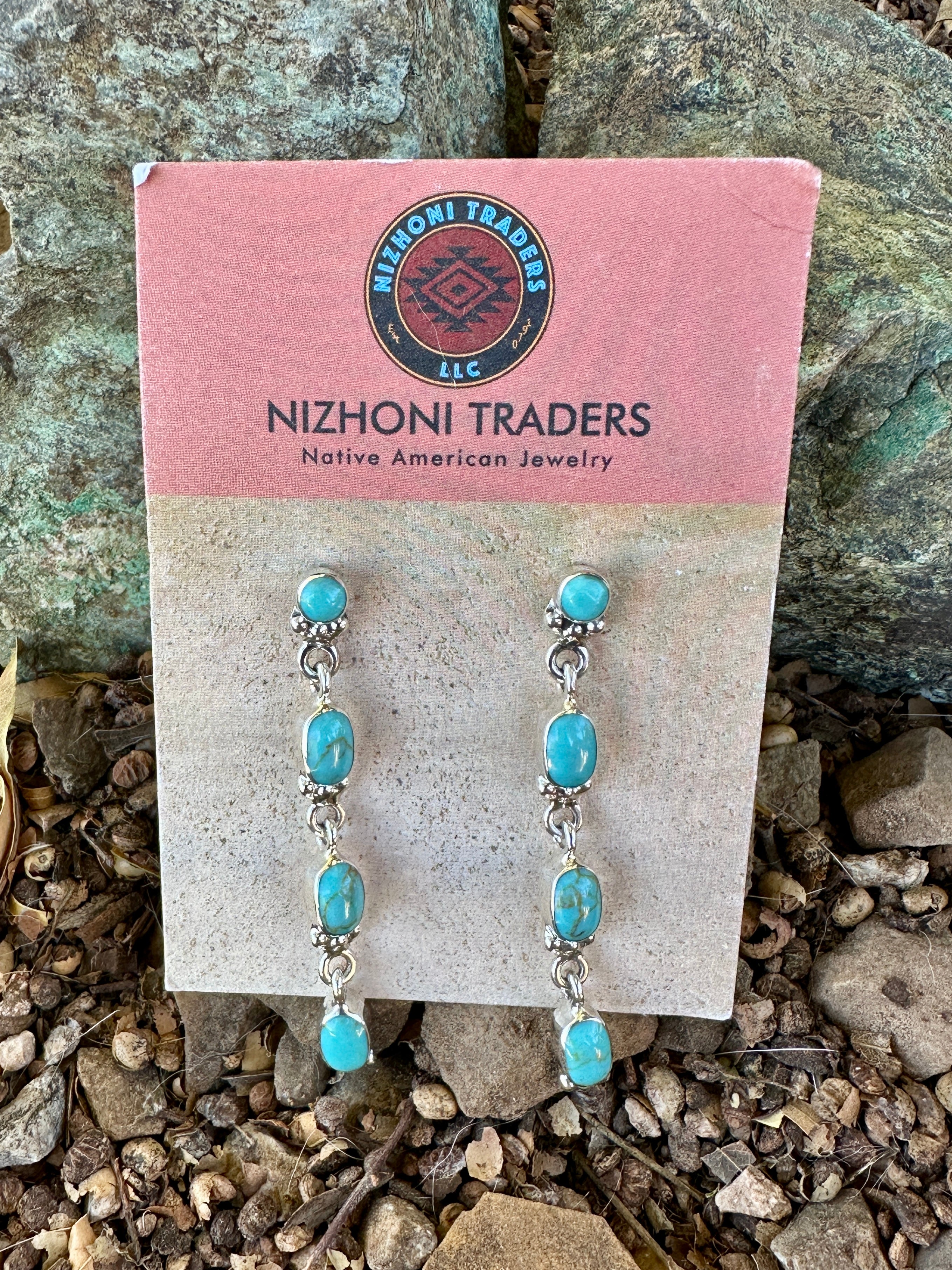 TURQUOISE RAINDROP EARRING ON POST