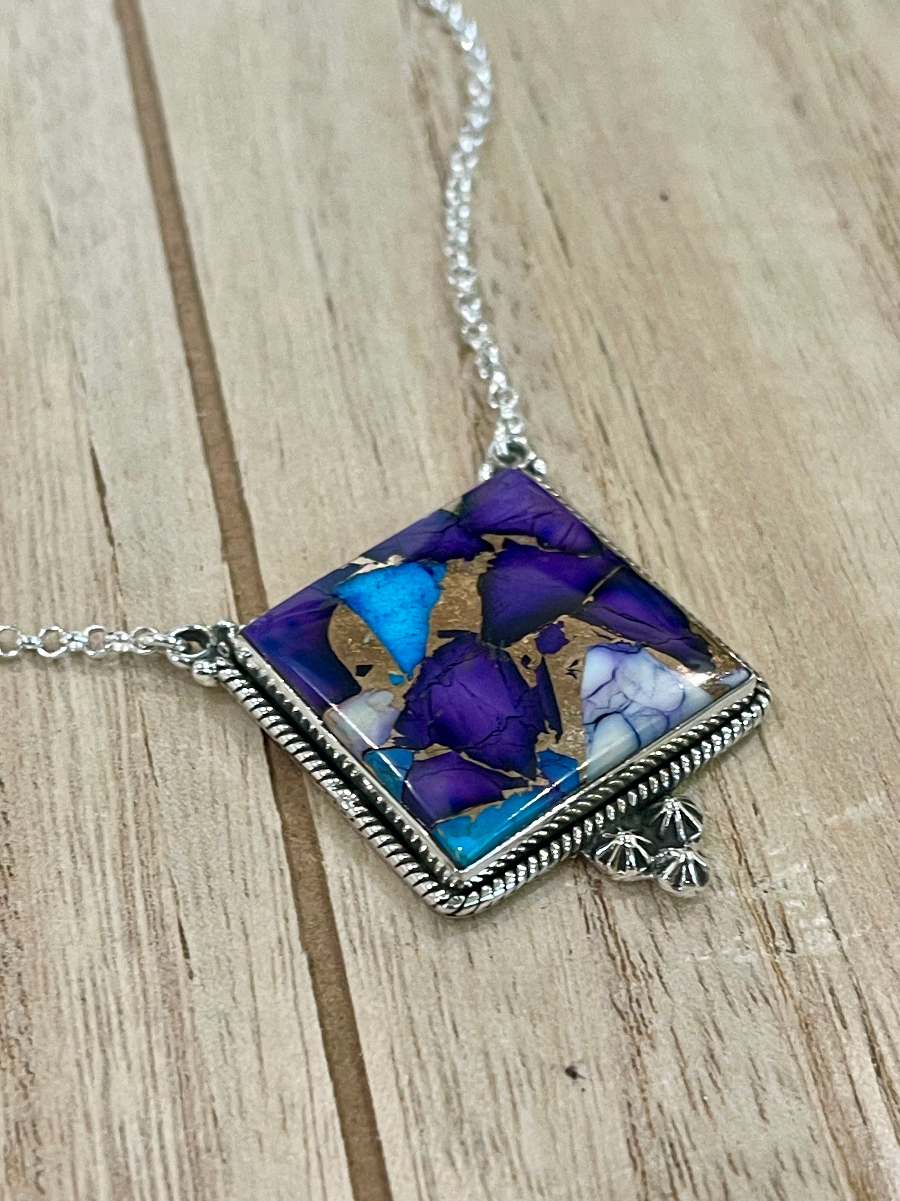 Handmade Sterling Silver & Purple Dream Mojave Heart Necklace