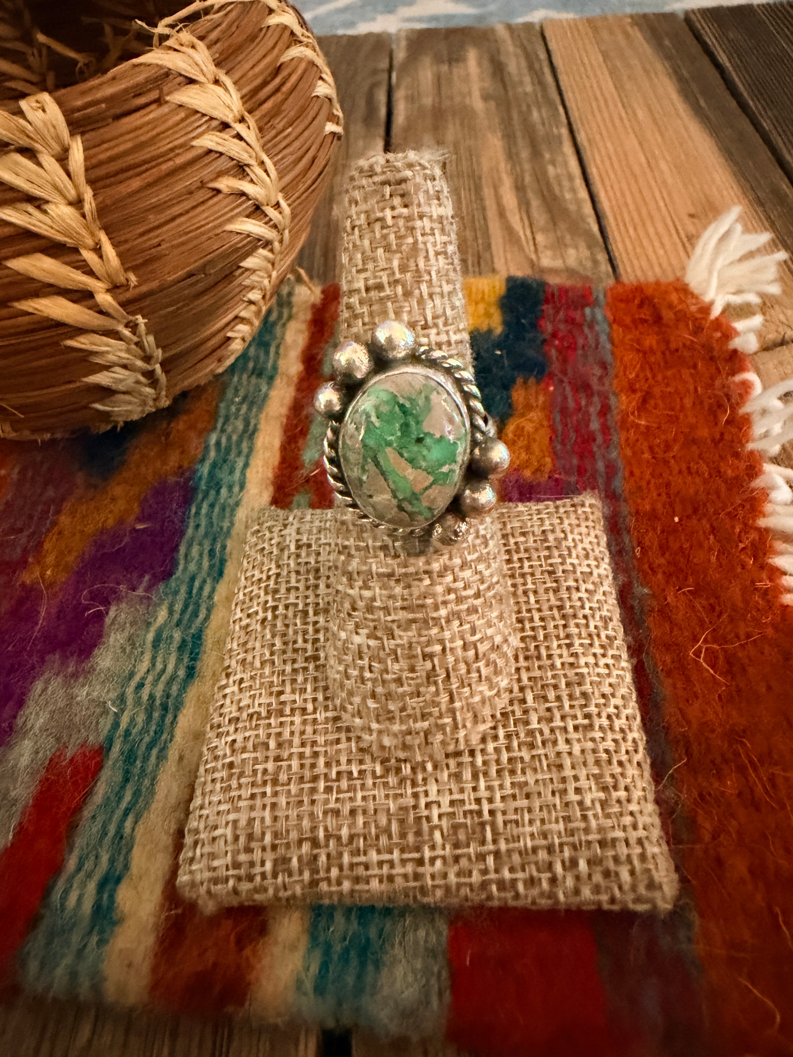 Handmade Sterling Silver and Turquoise Adjustable Ring