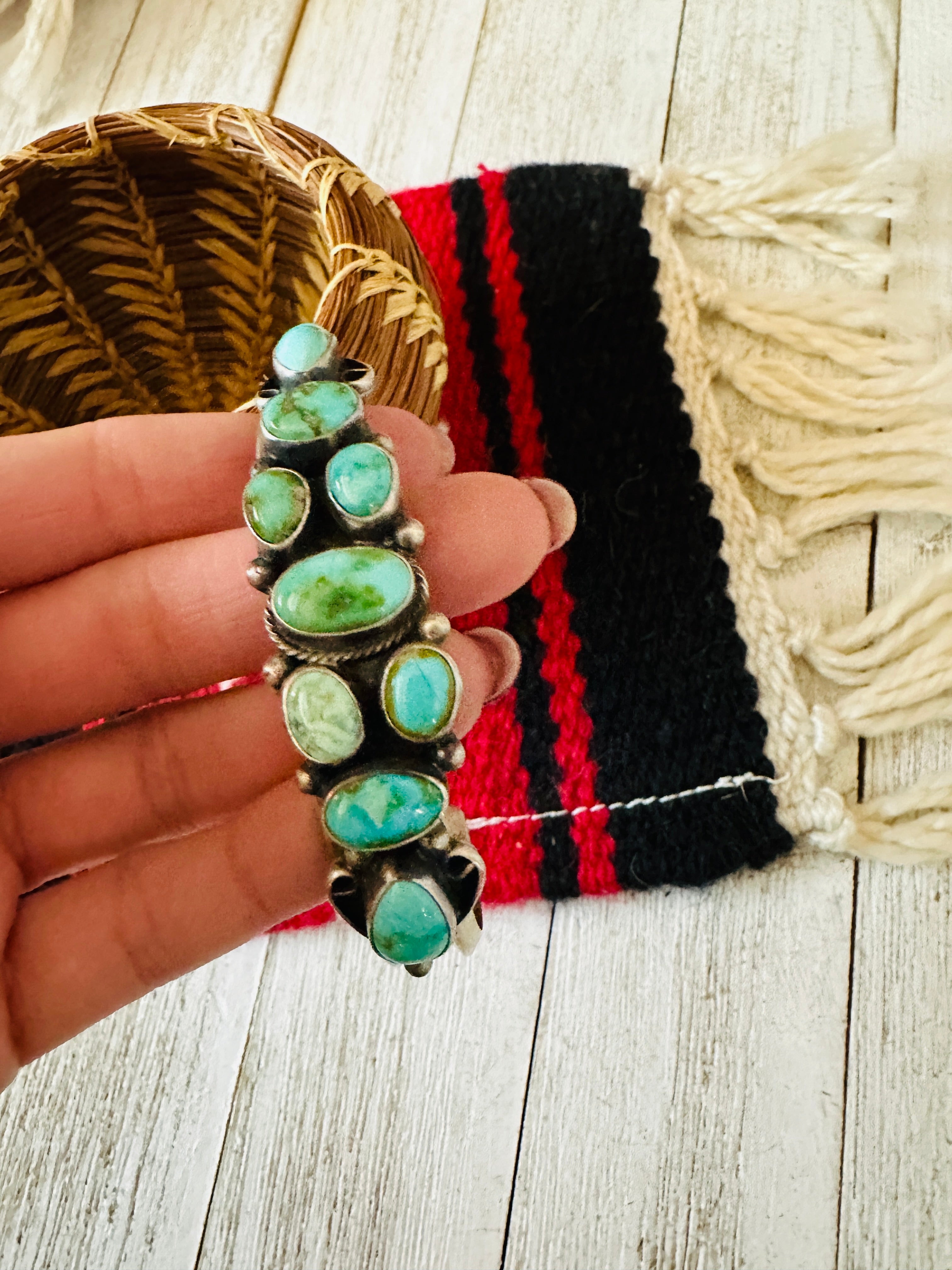 Navajo Sonoran Mountain Turquoise & Sterling Silver Cuff Bracelet