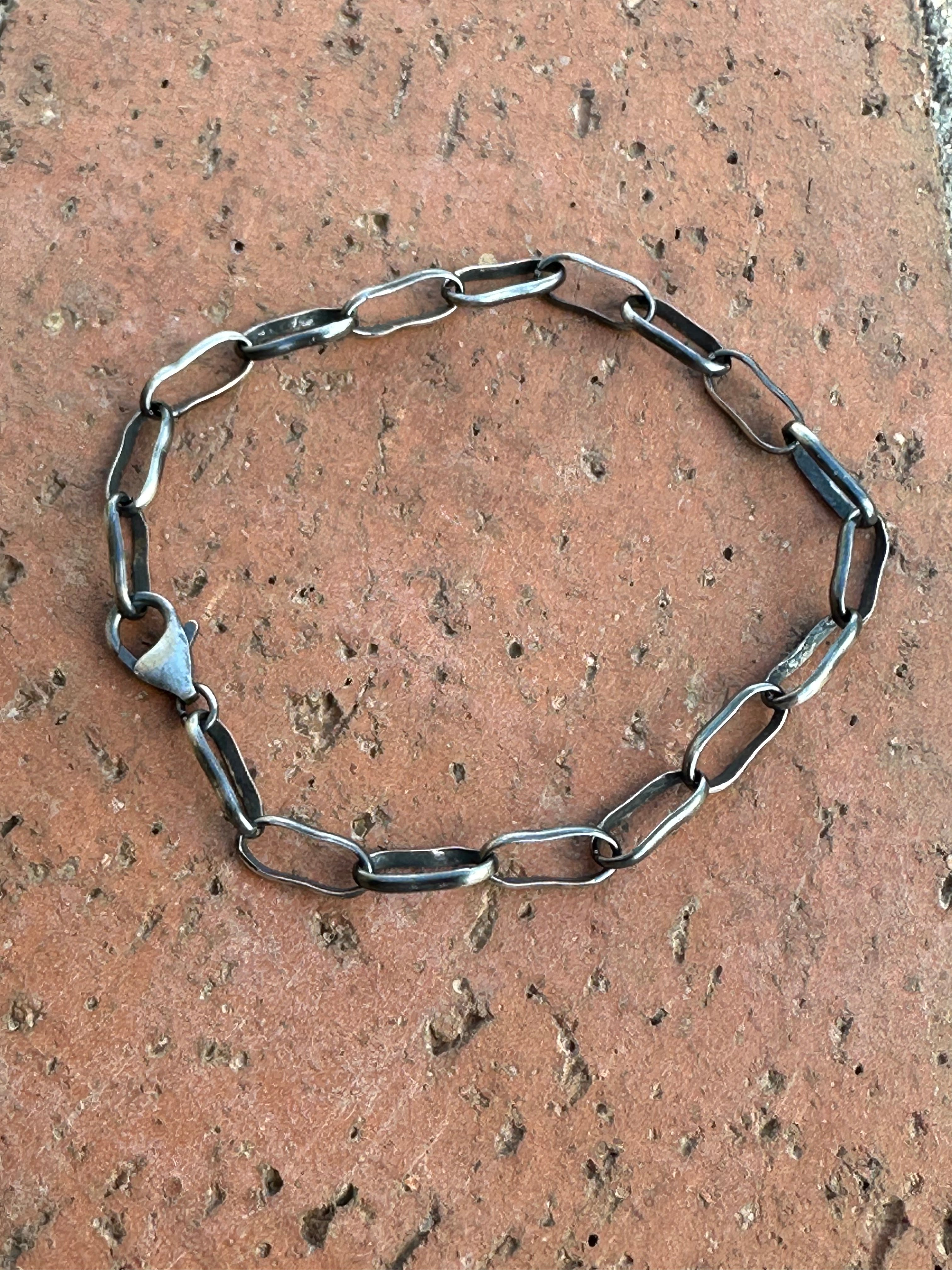 Navajo Made Sterling Silver Paper Clip Chain Bracelet