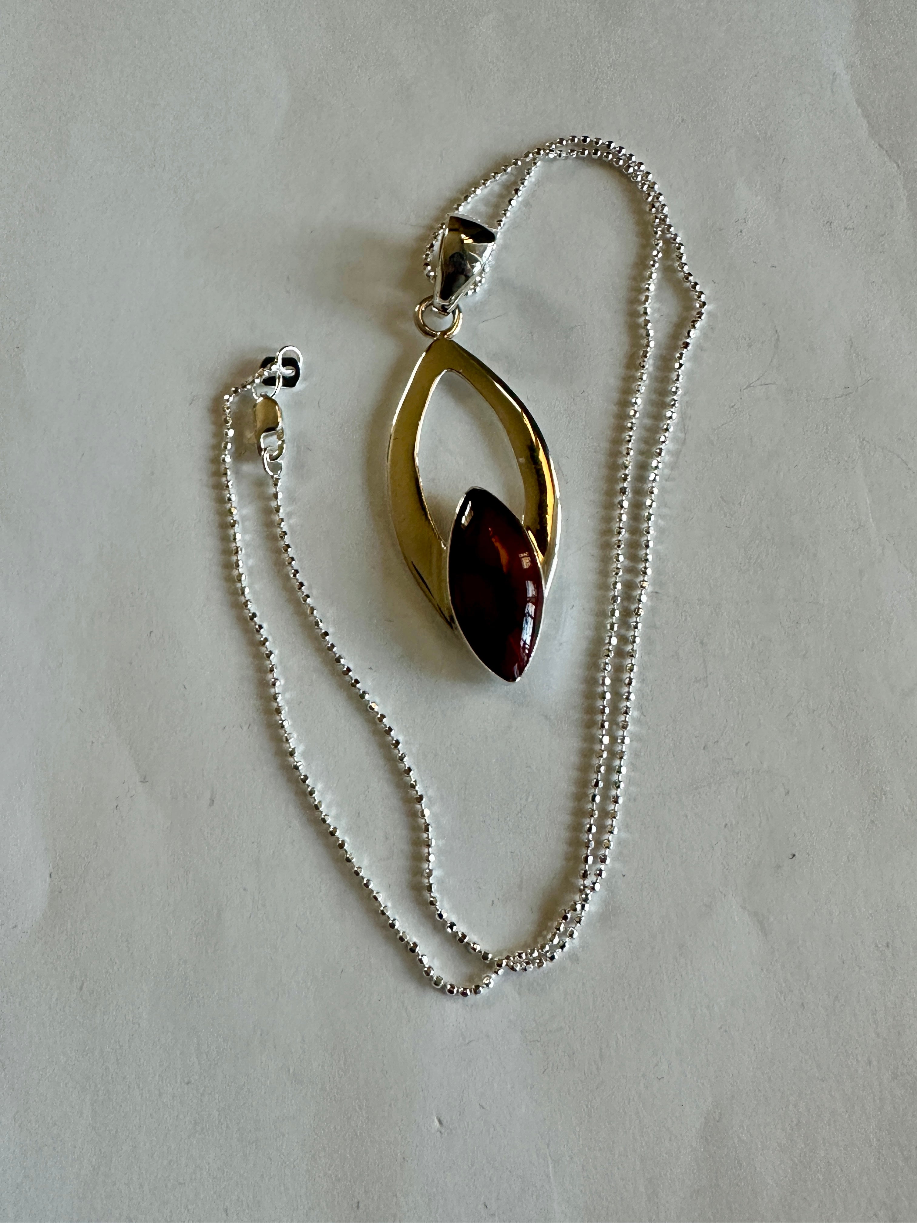 Red Jasper Marquise in Ribbon Necklace