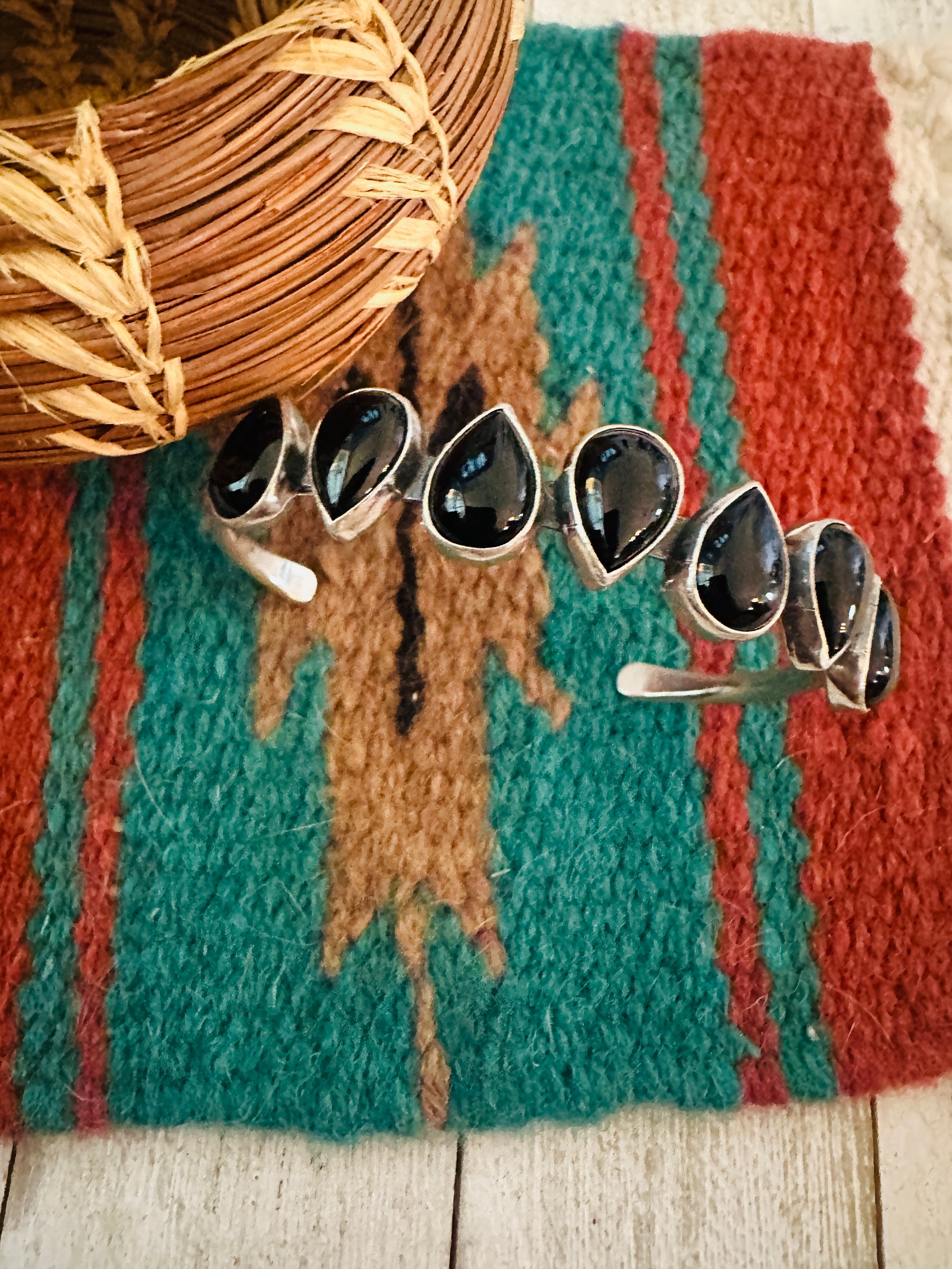 Navajo Sterling Silver & Black Onyx Cuff Bracelet