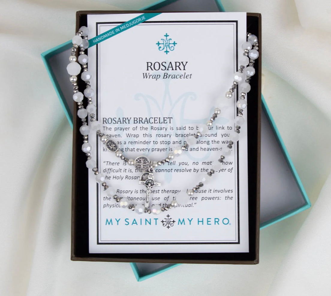 Rosary Wrap Bracelet (White)