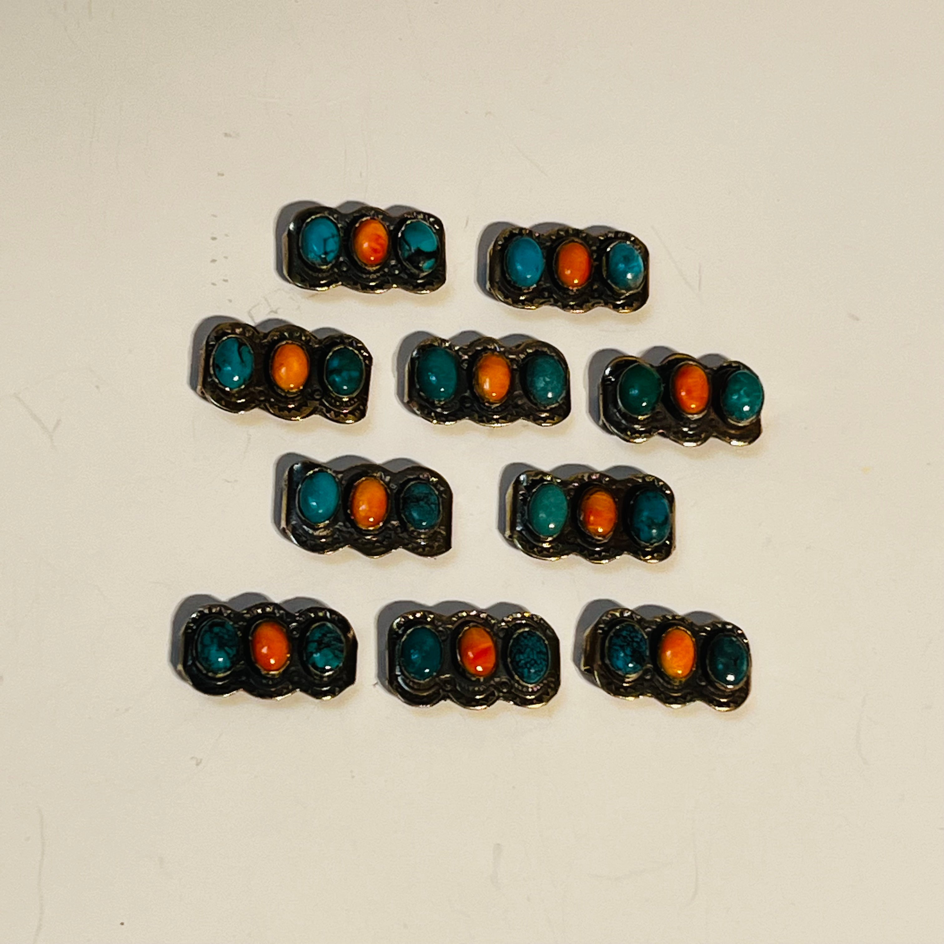 Handmade Sterling Silver Turquoise & Orange Spiny Watch Charm