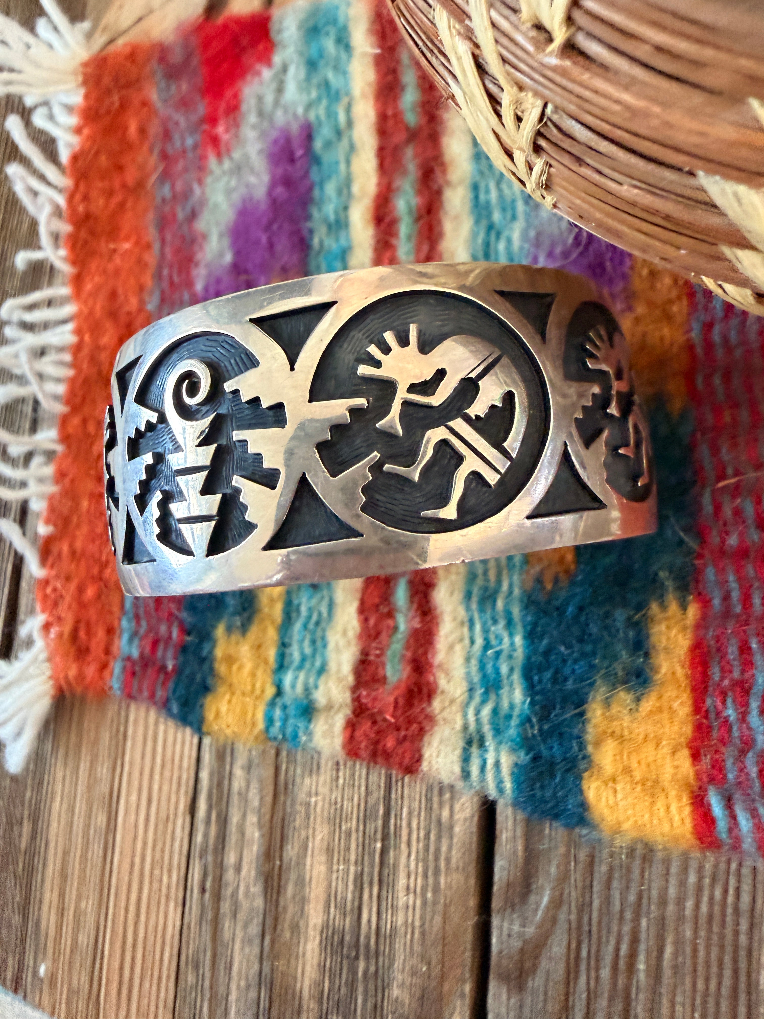 Handcrafted Sterling Silver Overlay Cuff Bracelet