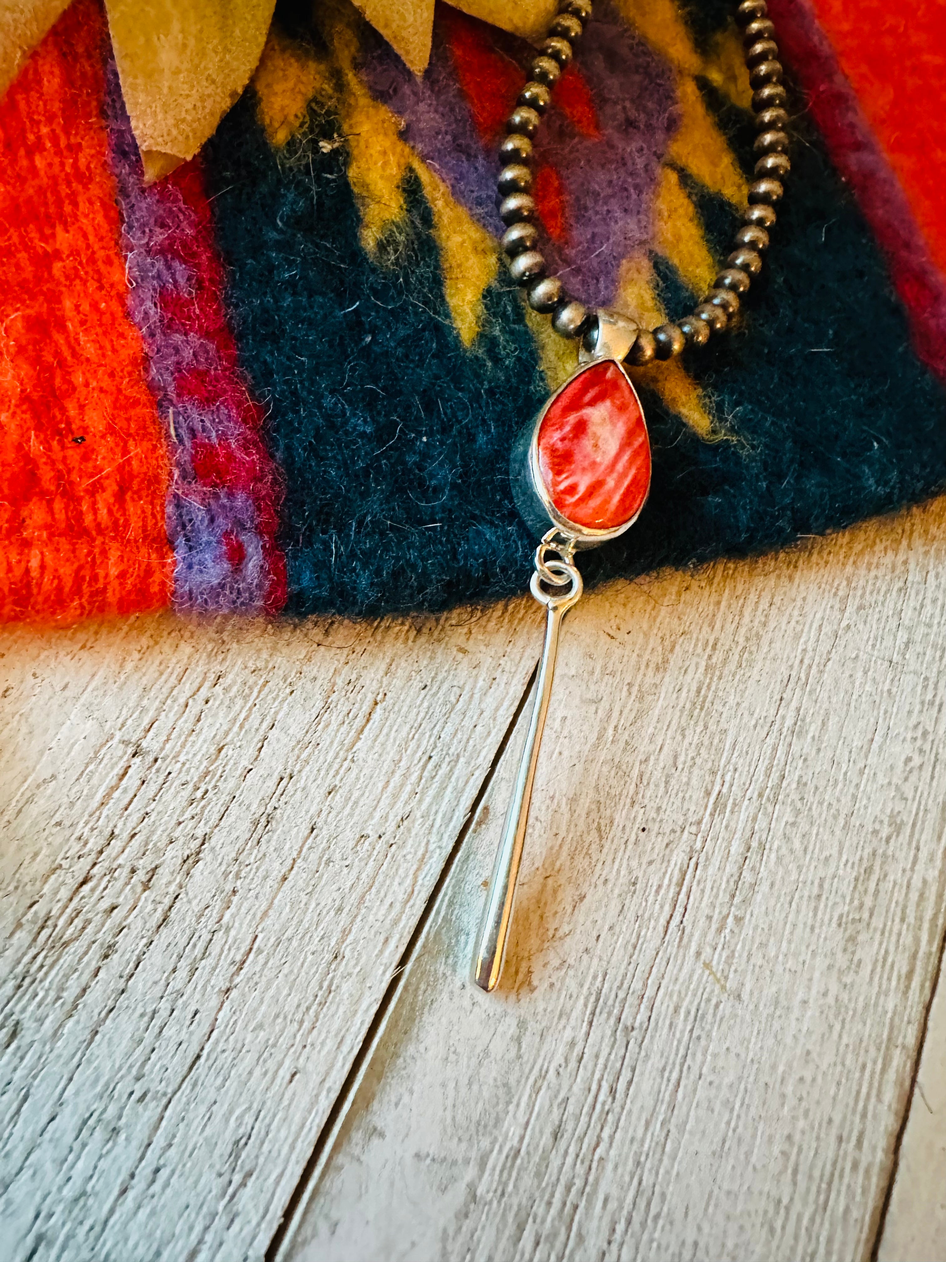 Navajo Sterling Silver & Rhodochrosite Pendant