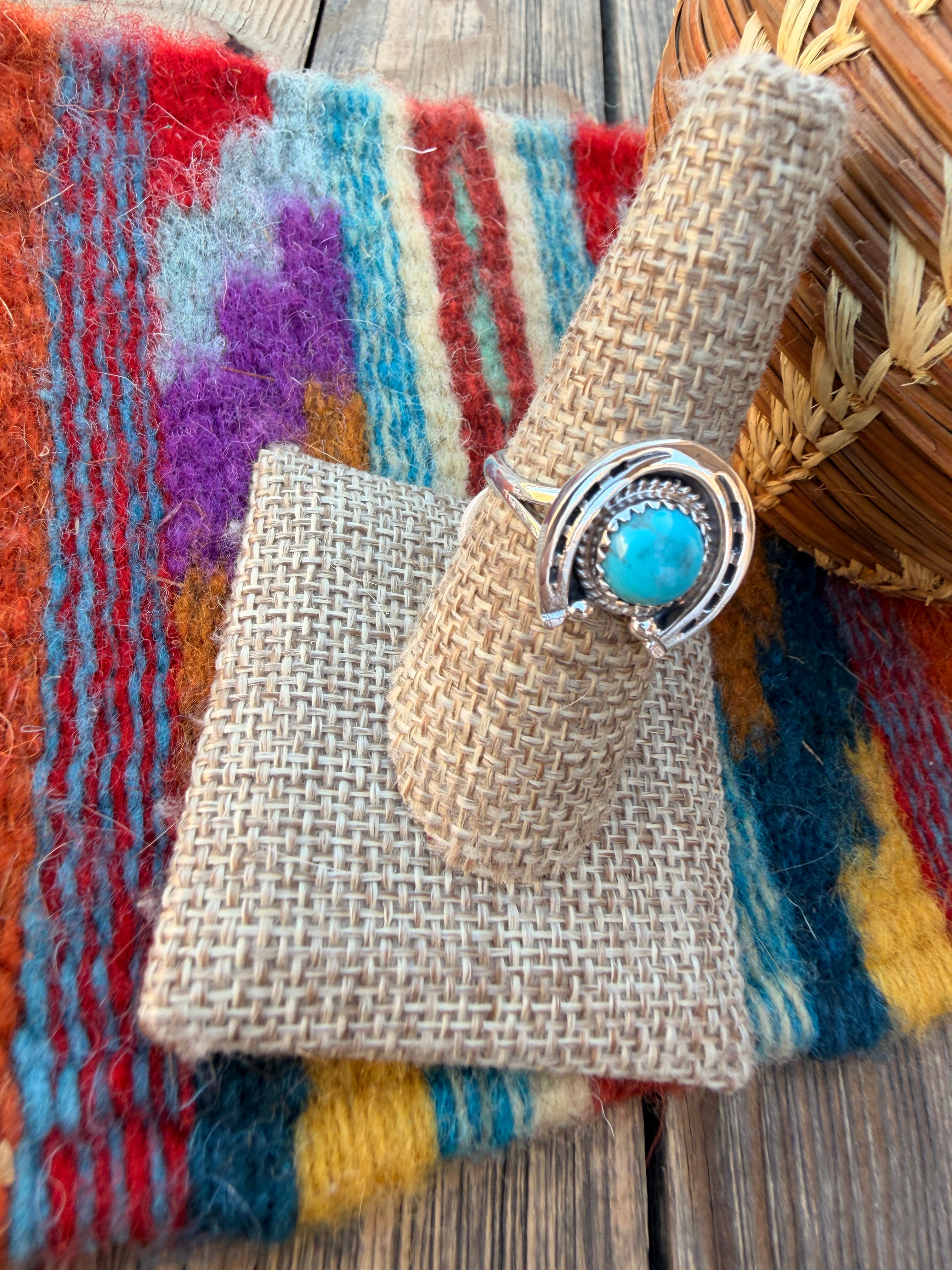Handcrafted Turquoise & Sterling Silver Horseshoe Ring