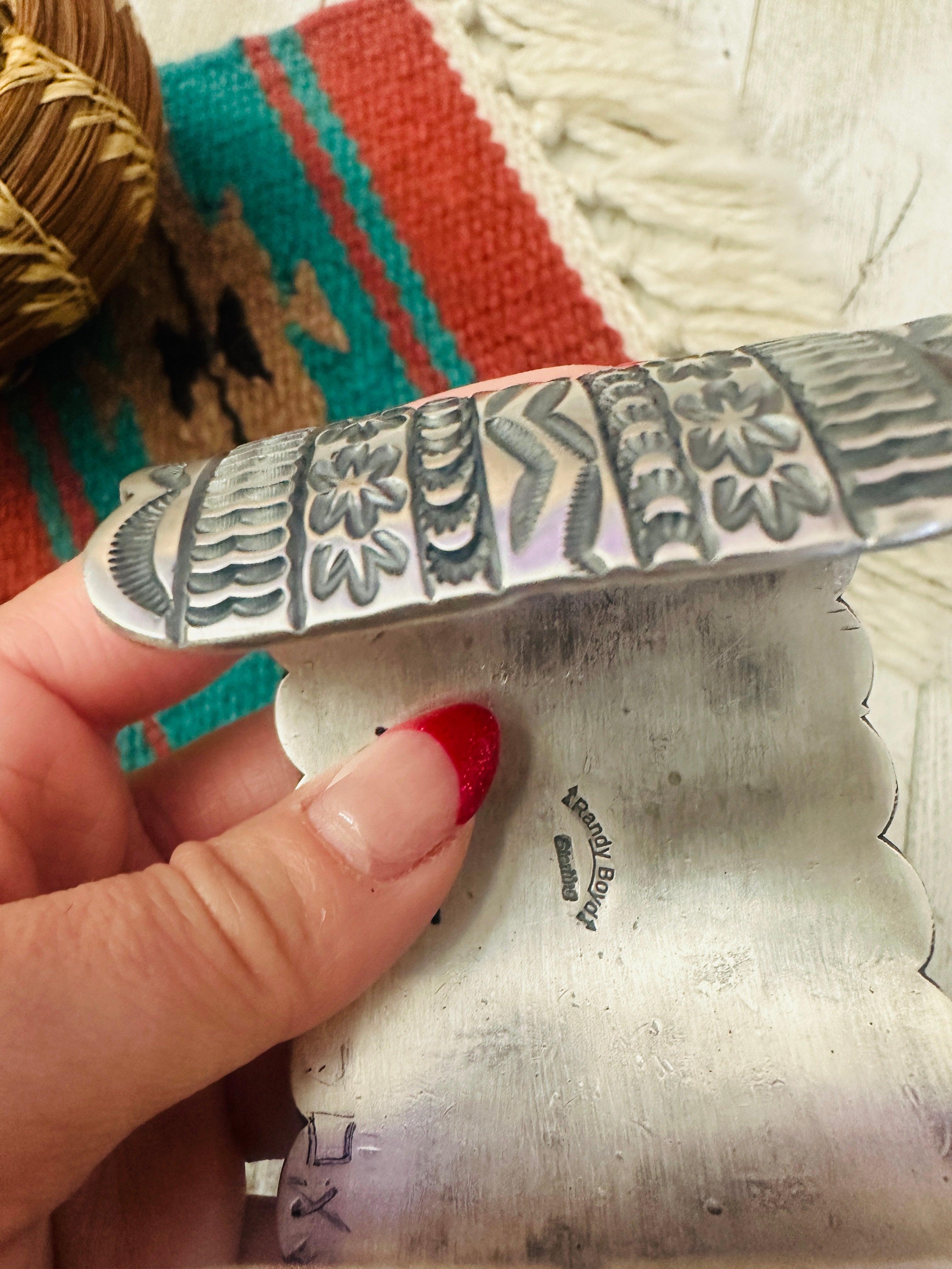 Handcrafted Sterling Silver & Spider Web Turquoise Cuff Bracelet by Randy Boyd