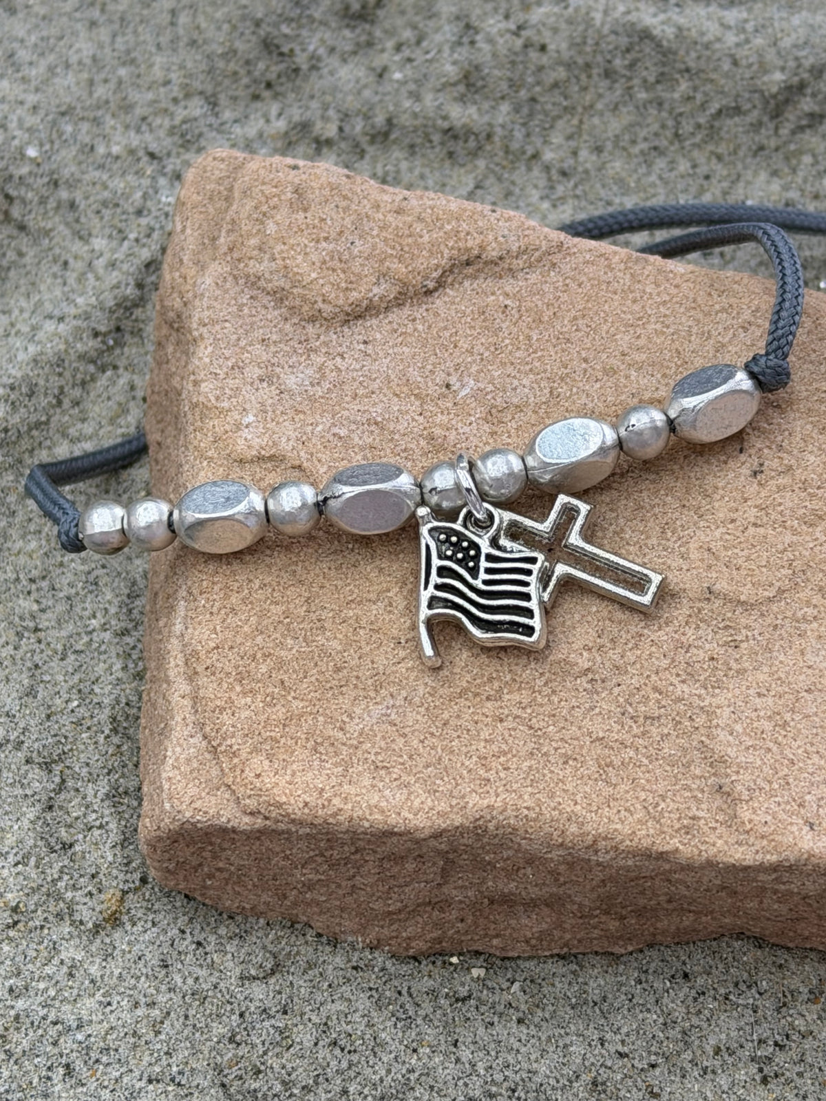 God Bless America Cross Bracelet (Gray)