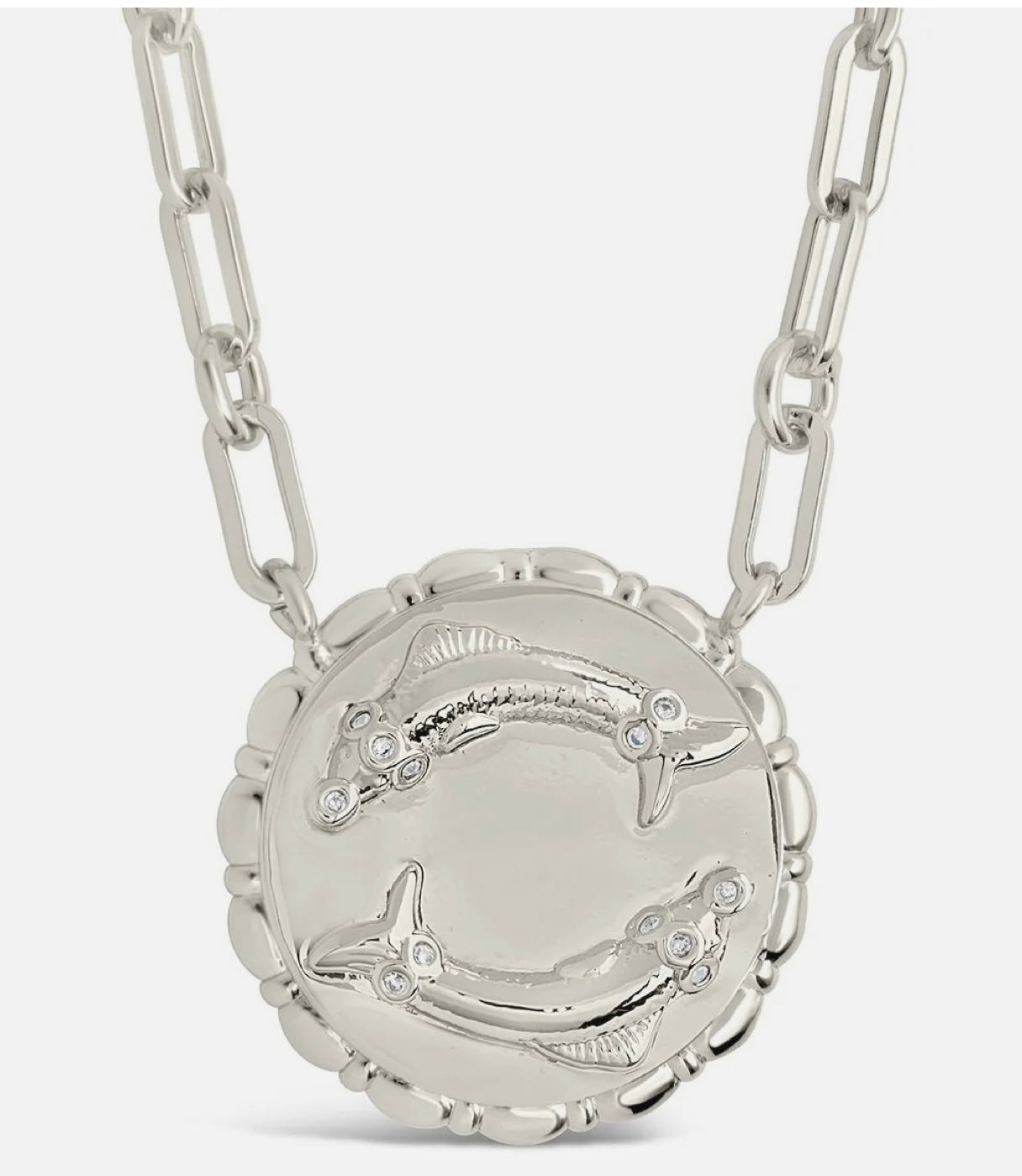 Bold CZ Zodiac Link Pisces Necklace
