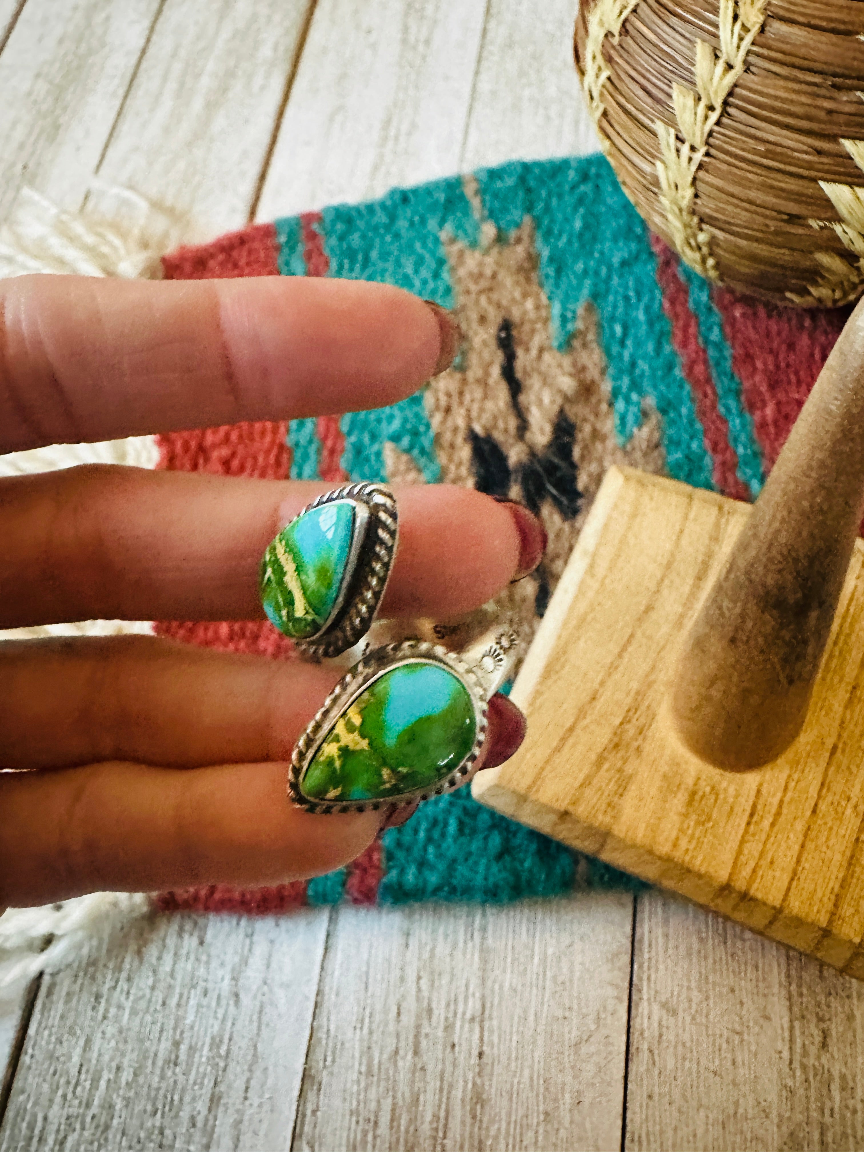 Navajo Sterling Silver & Sonoran Gold Turquoise Adjustable Ring