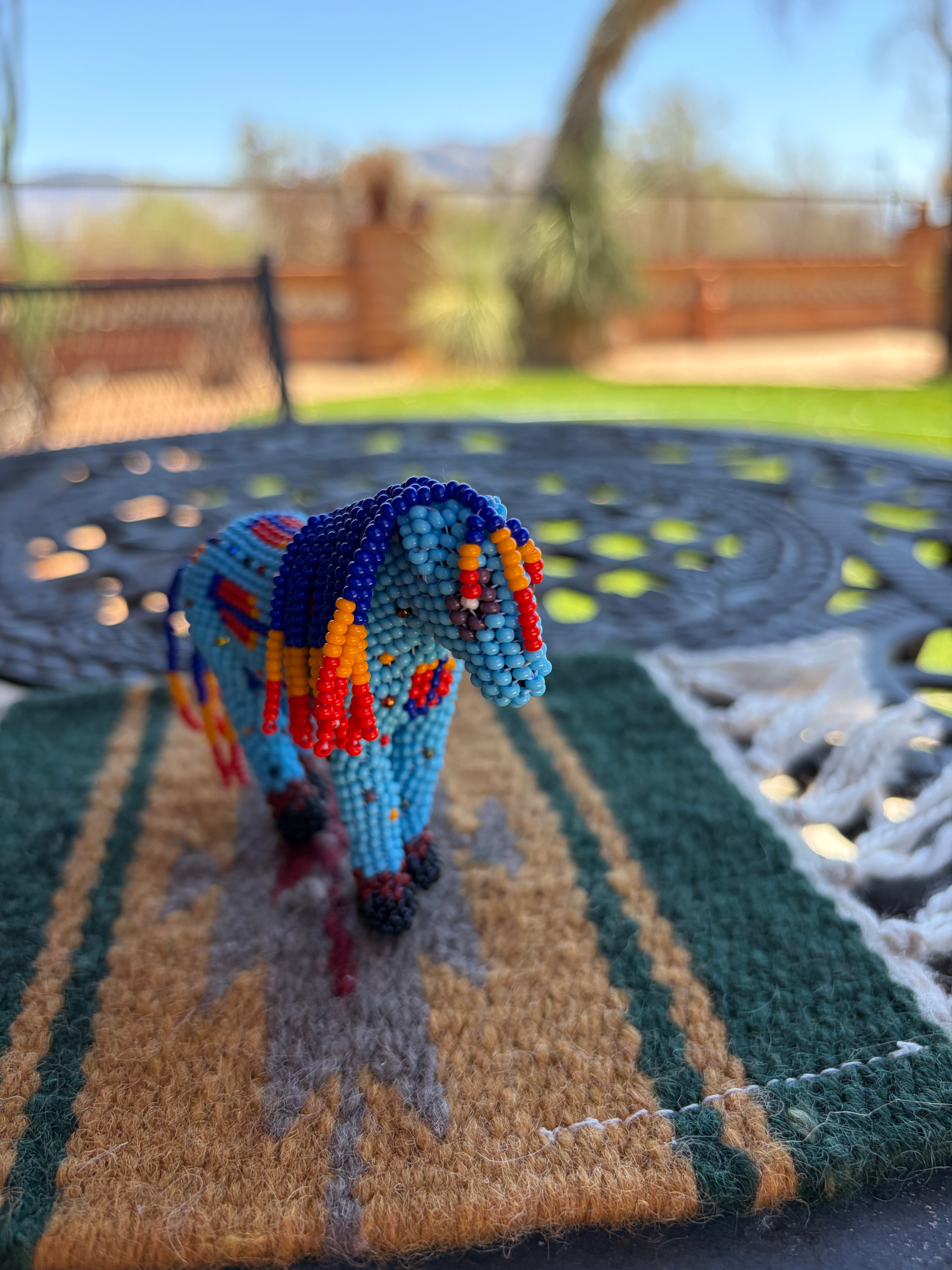 Handmade Peyote Stitched Horse Figurine- Blue 3