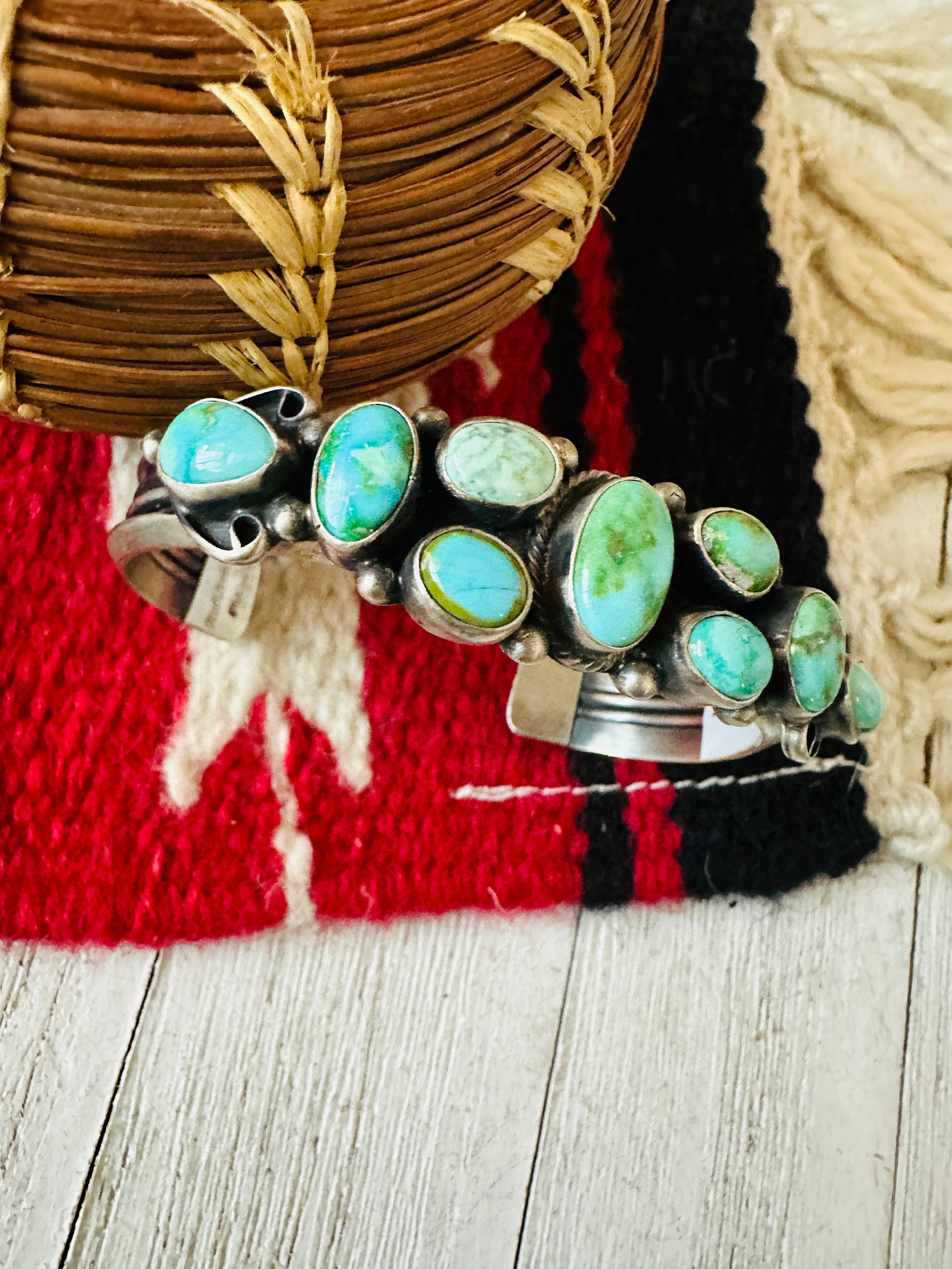 Navajo Sonoran Mountain Turquoise & Sterling Silver Cuff Bracelet