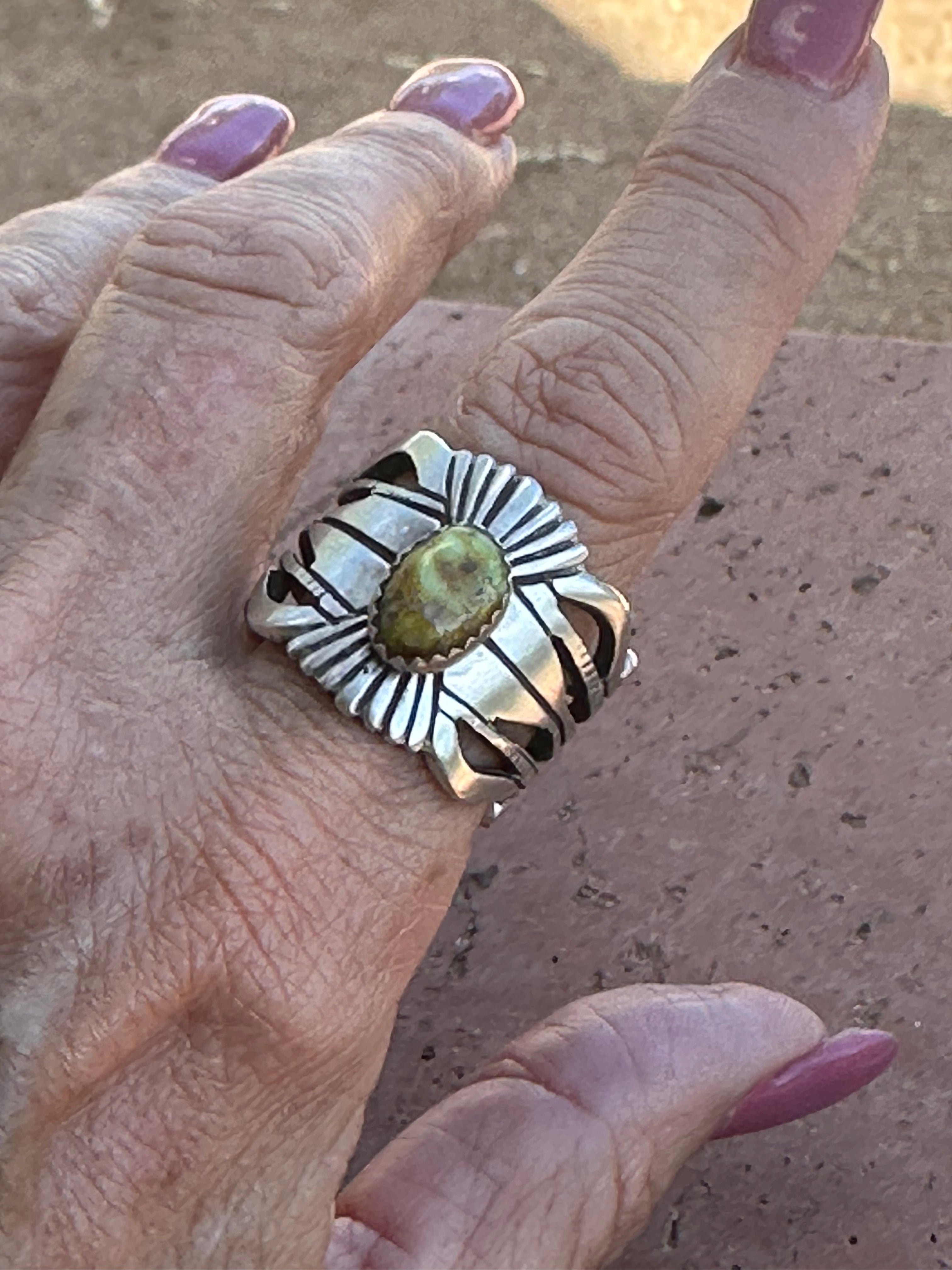 Navajo Russell Sam Sterling Silver & Palomino Turquoise Rings