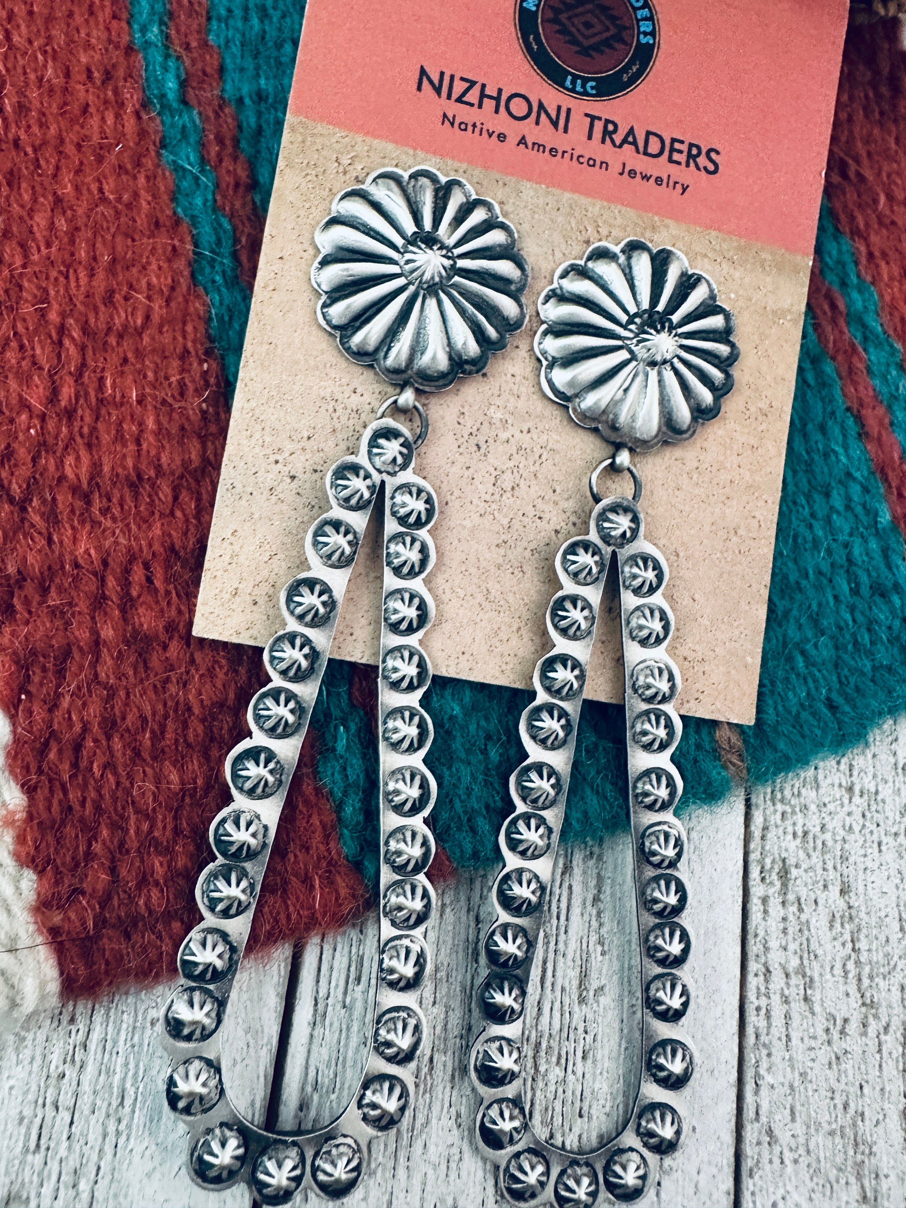 “Navajo Spirit” Navajo Sterling Silver Dangle Earrings By Eugene Charley