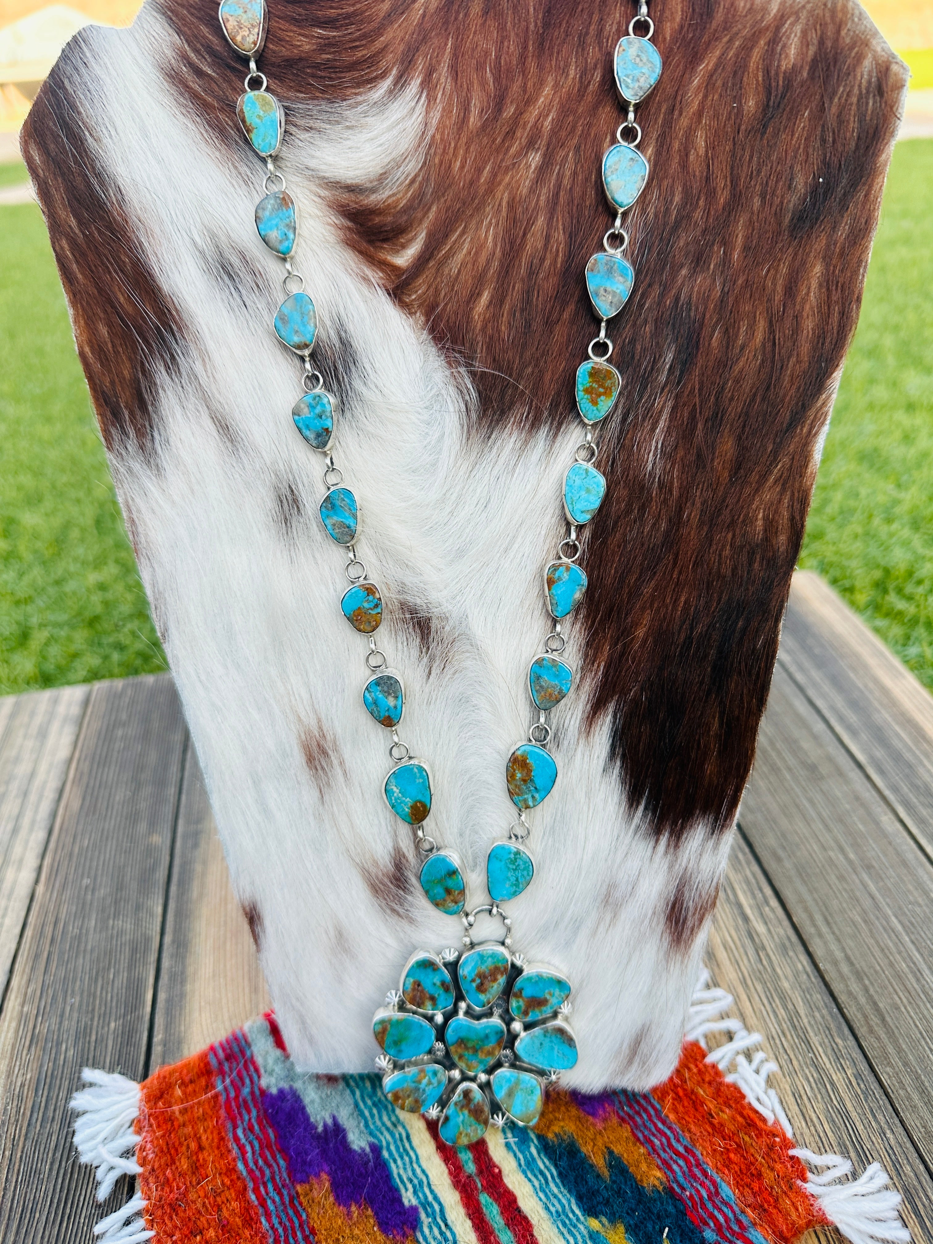 Handcrafted Turquoise & Sterling Silver Heart Necklace by Jacqueline Silver