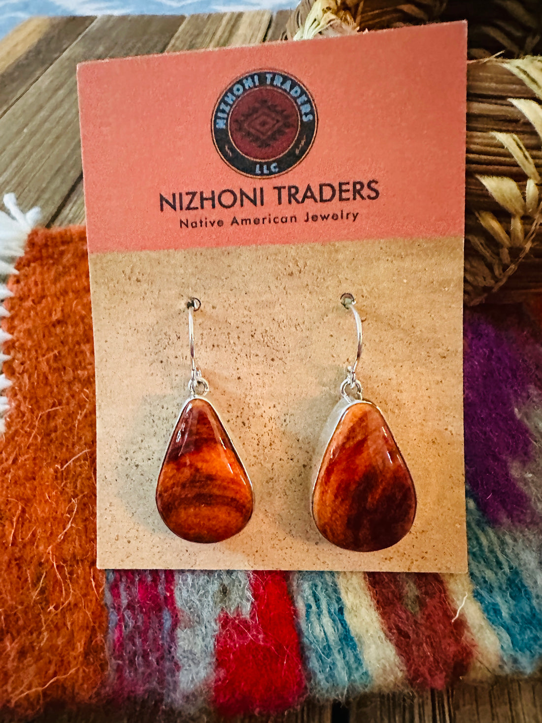 Handcrafted Spiny Oyster & Sterling Silver Dangle Earrings