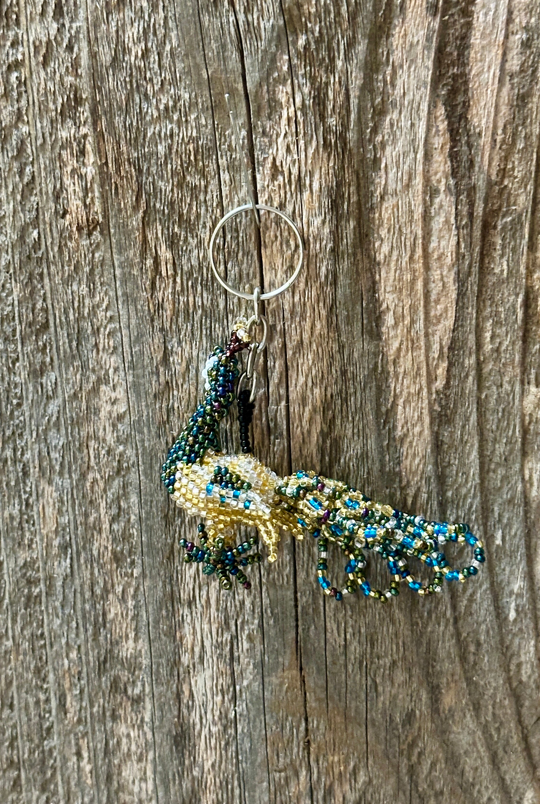 Handmade Beaded Peacock Keychain