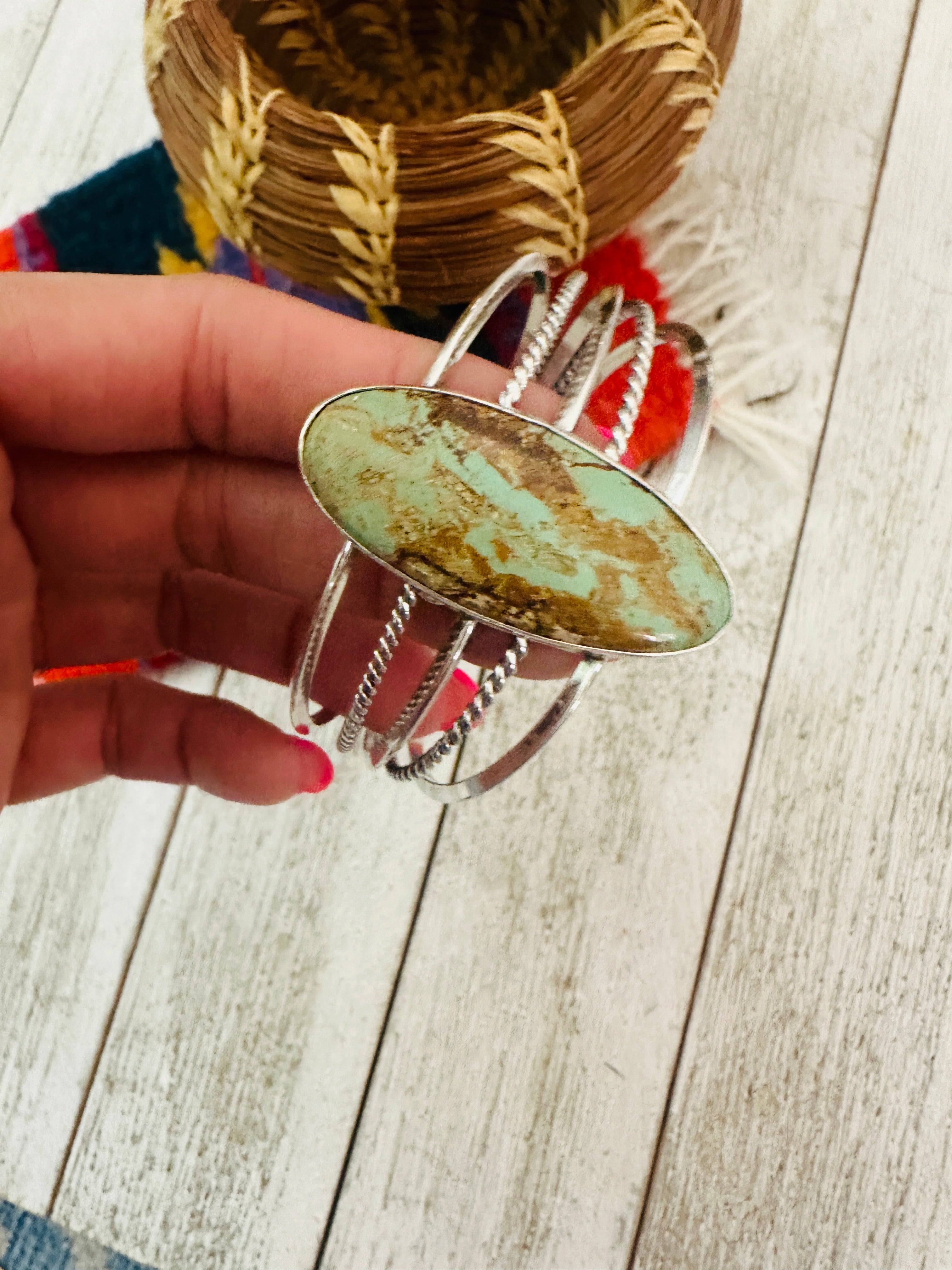 Navajo Royston Turquoise & Sterling Silver Cuff Bracelet