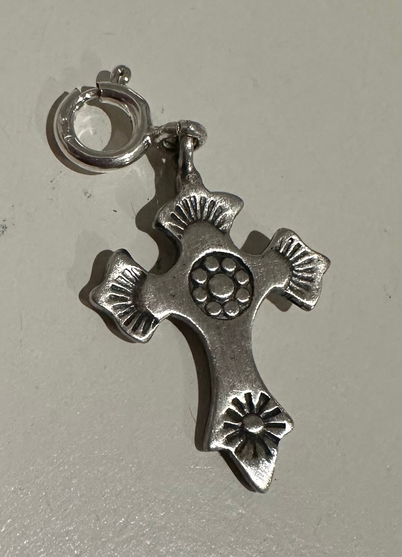 Sterling Silver Hand Stamped Cross Charm