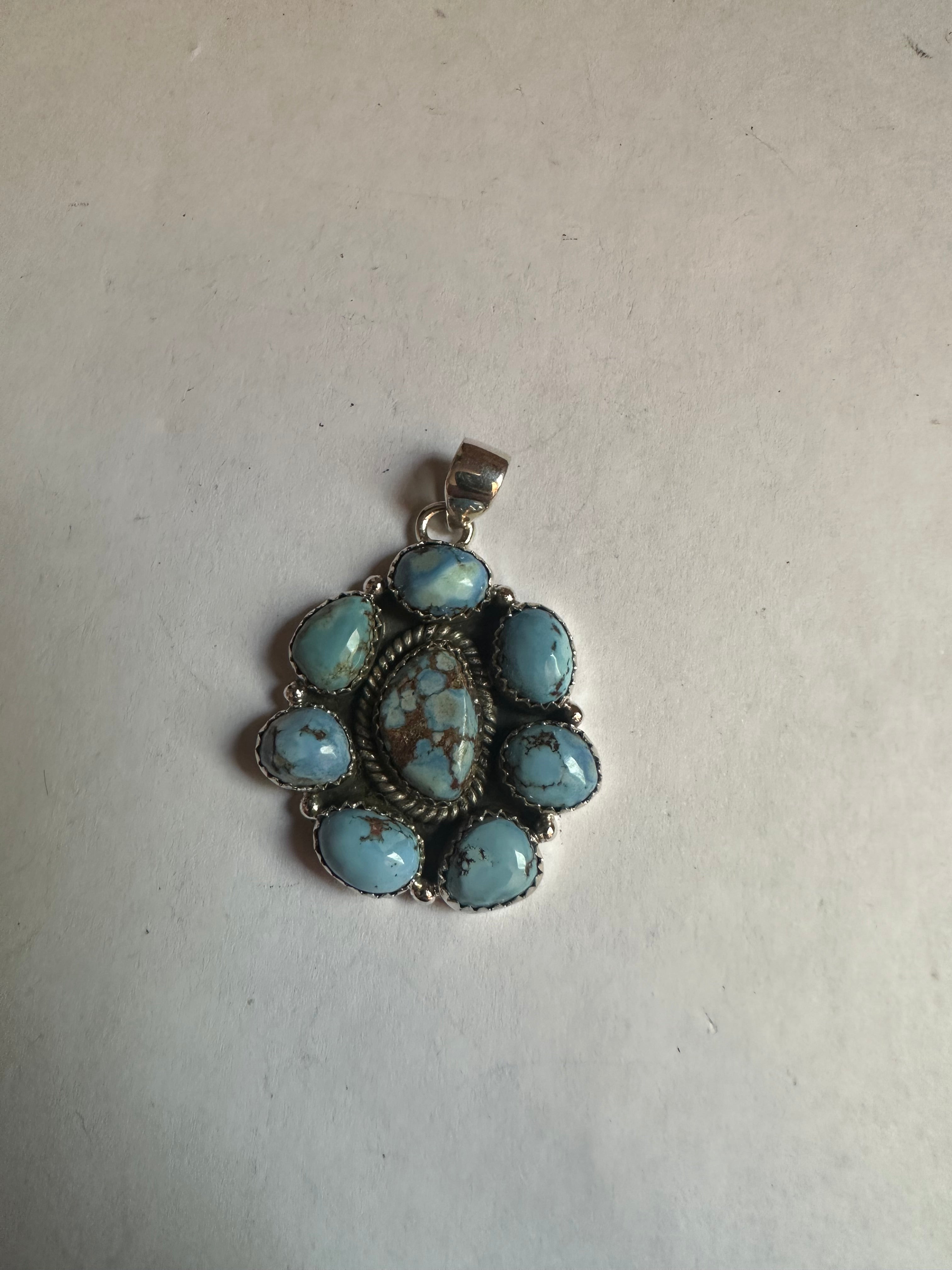 Handmade Golden Hills Turquoise & Sterling Silver Pendant