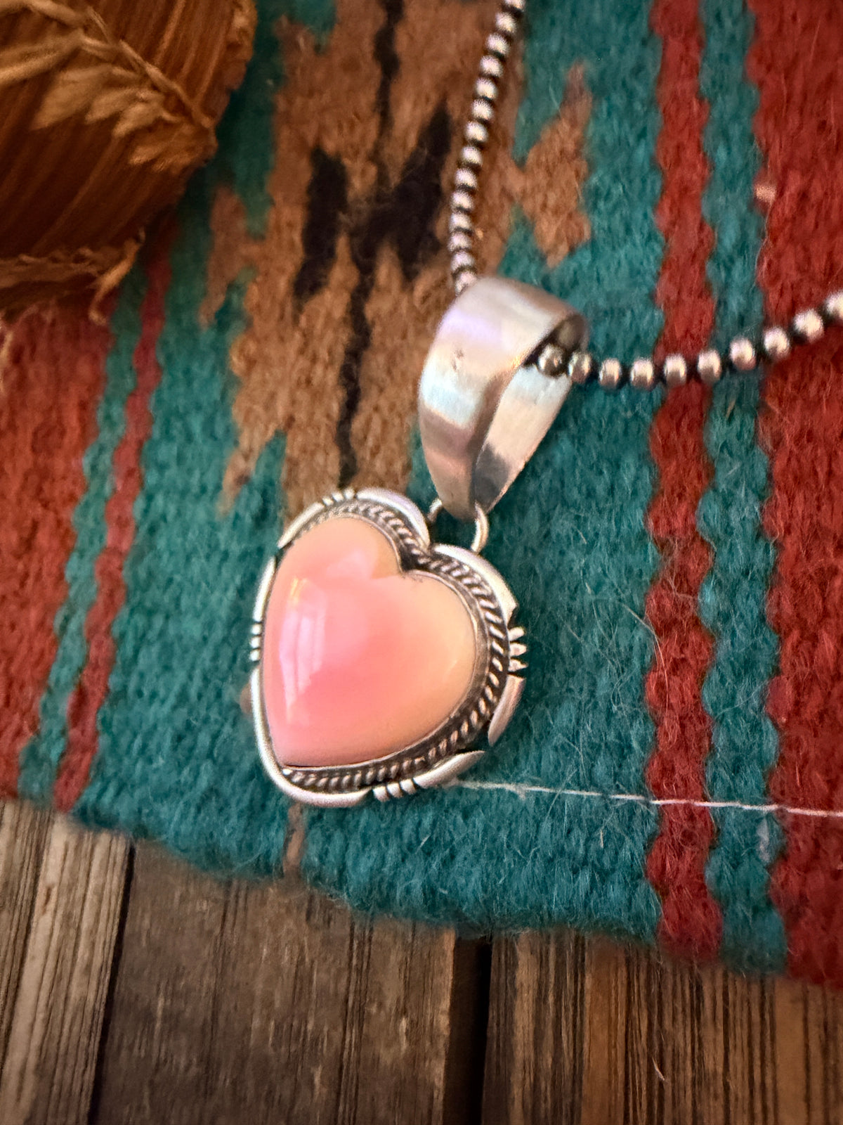 Handcrafted Sterling Silver & Queen Pink Conch Heart Pendant by Jon McCray