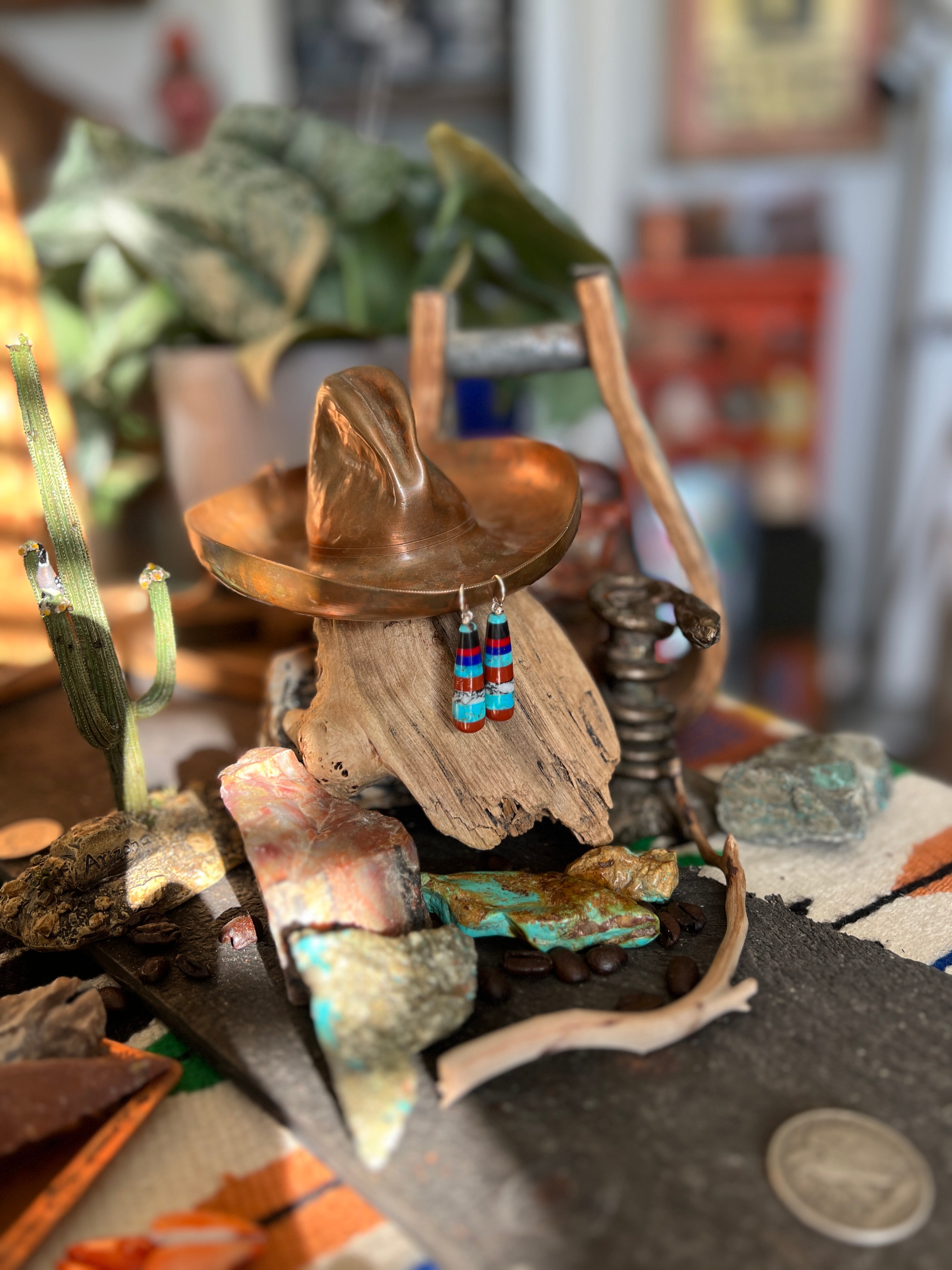 Santo Domingo Layered Multistone Earrings by Ronald Chavez, Stacked Gems #9