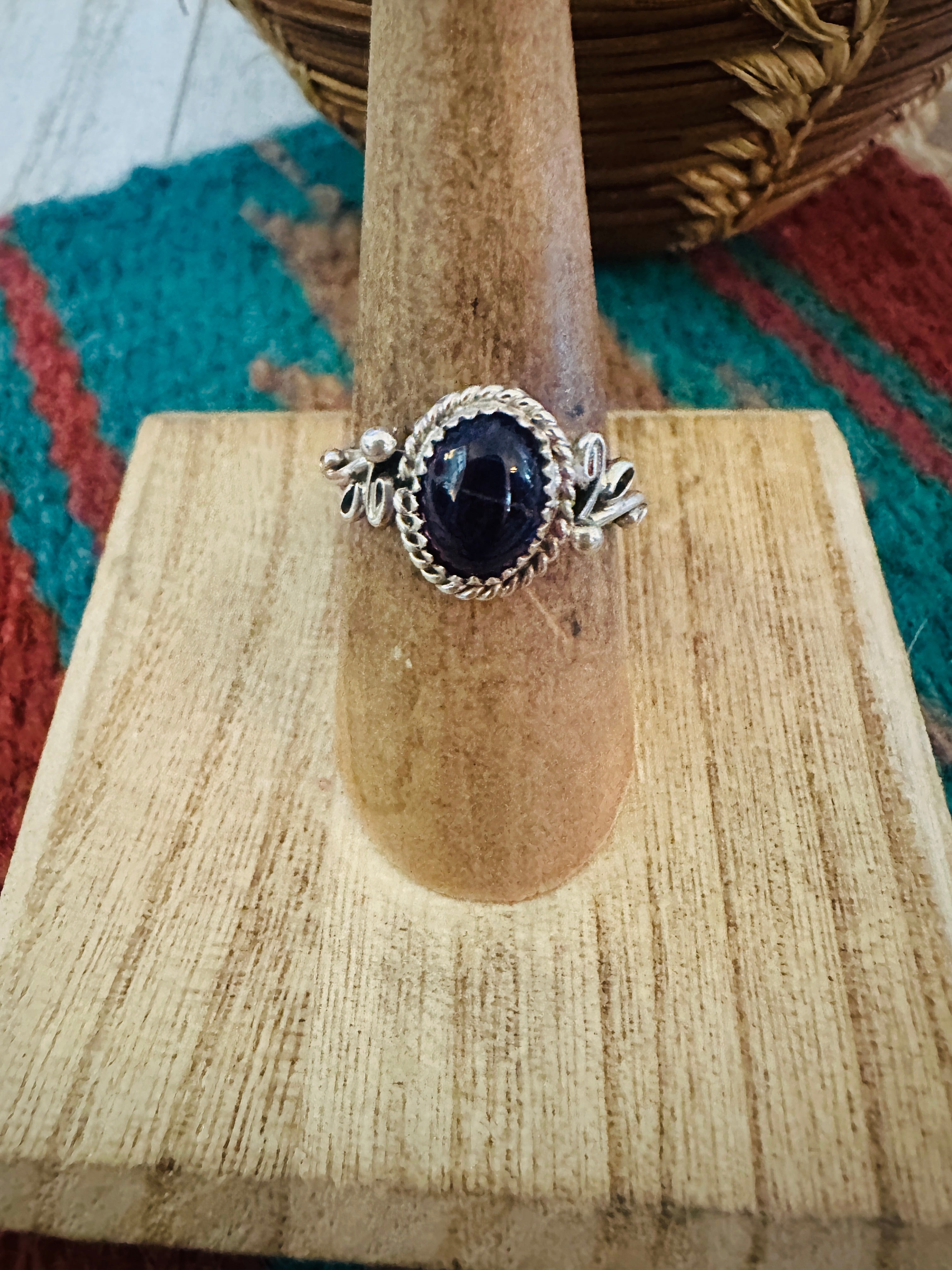 Navajo Amethyst & Sterling Silver Ring Size 7