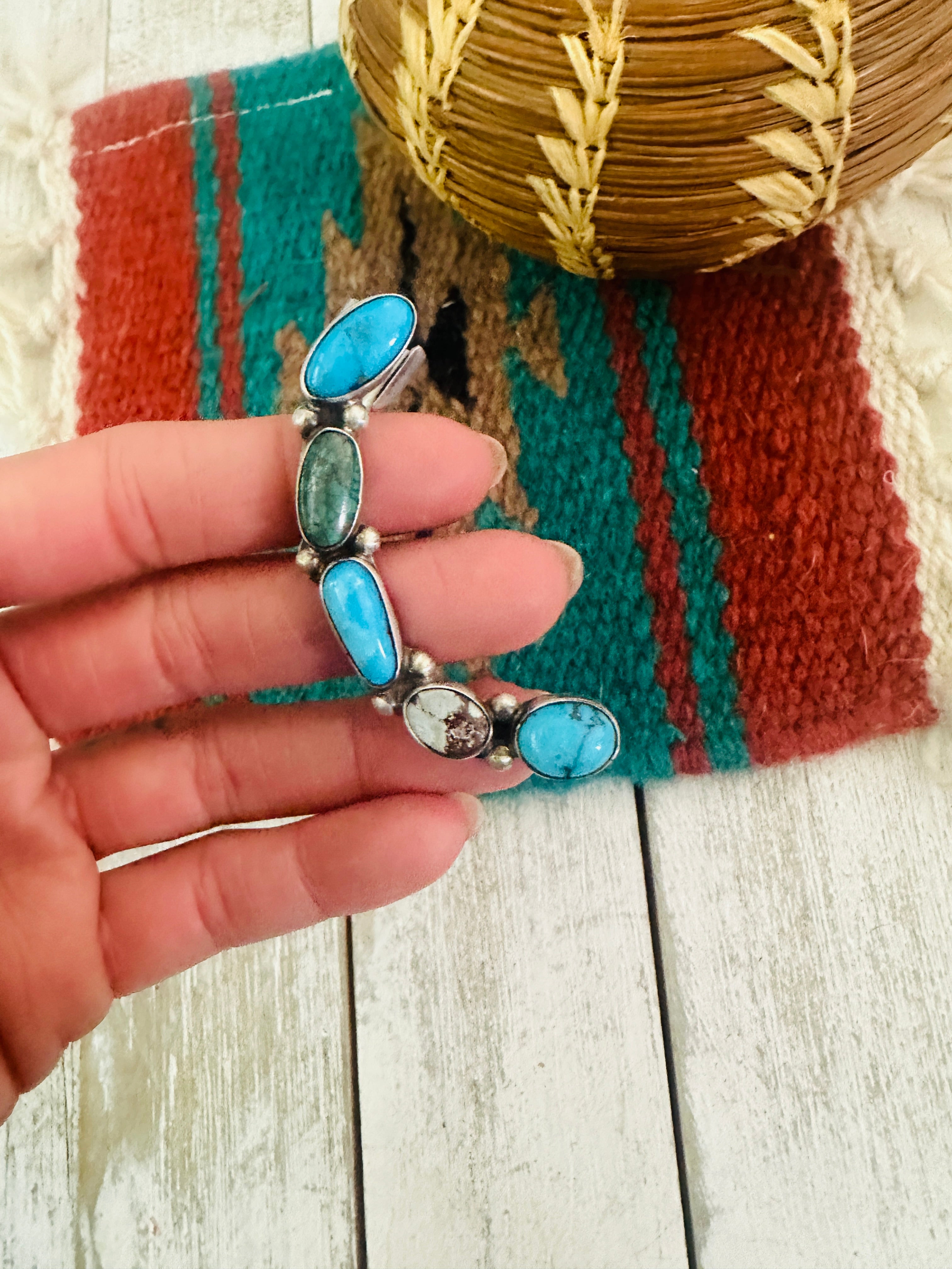 Navajo Sterling Silver & Turquoise Right Ear Cuff