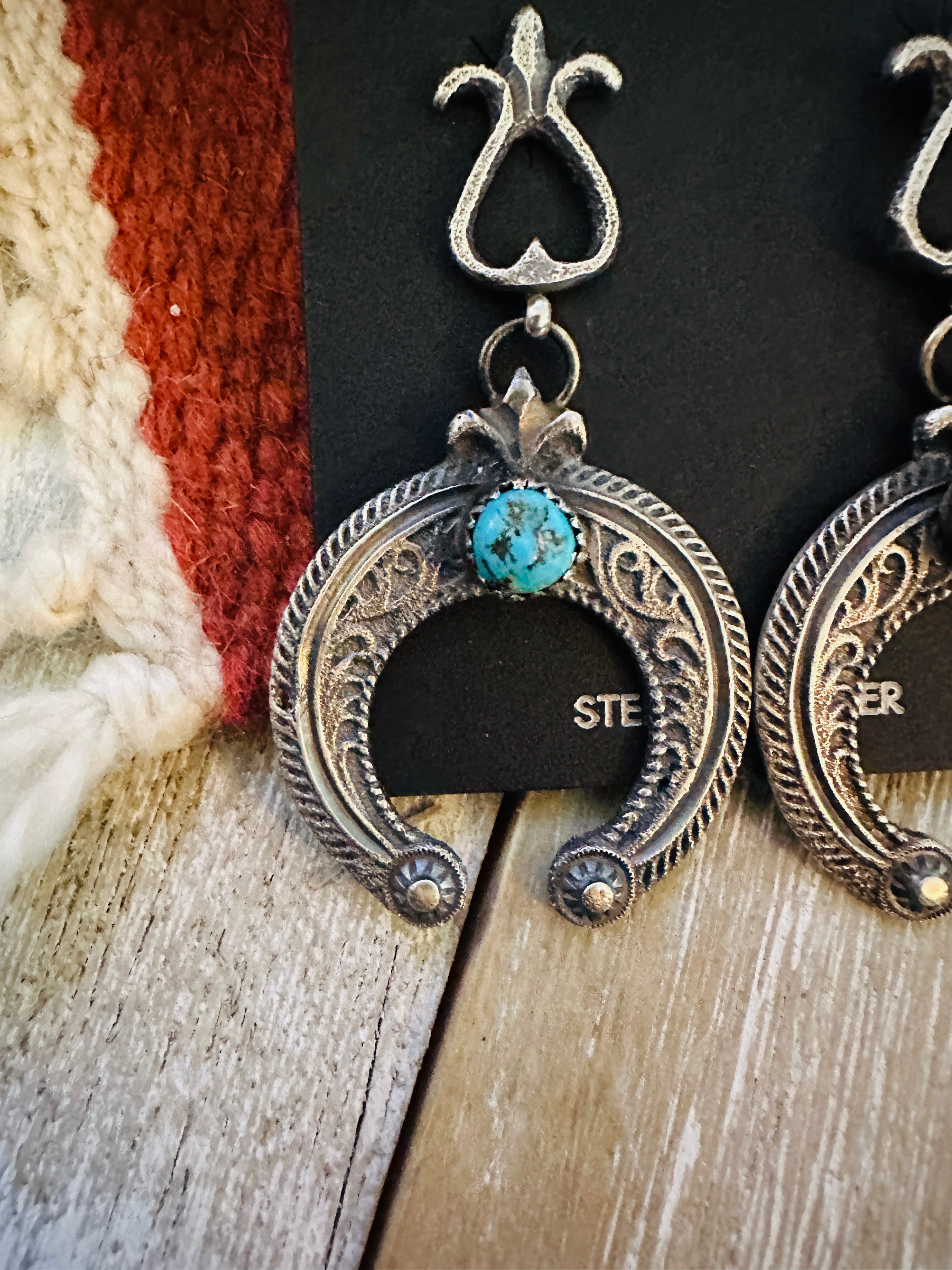 Handcrafted Turquoise & Sterling Silver Naja Dangle Earrings by EL Billah