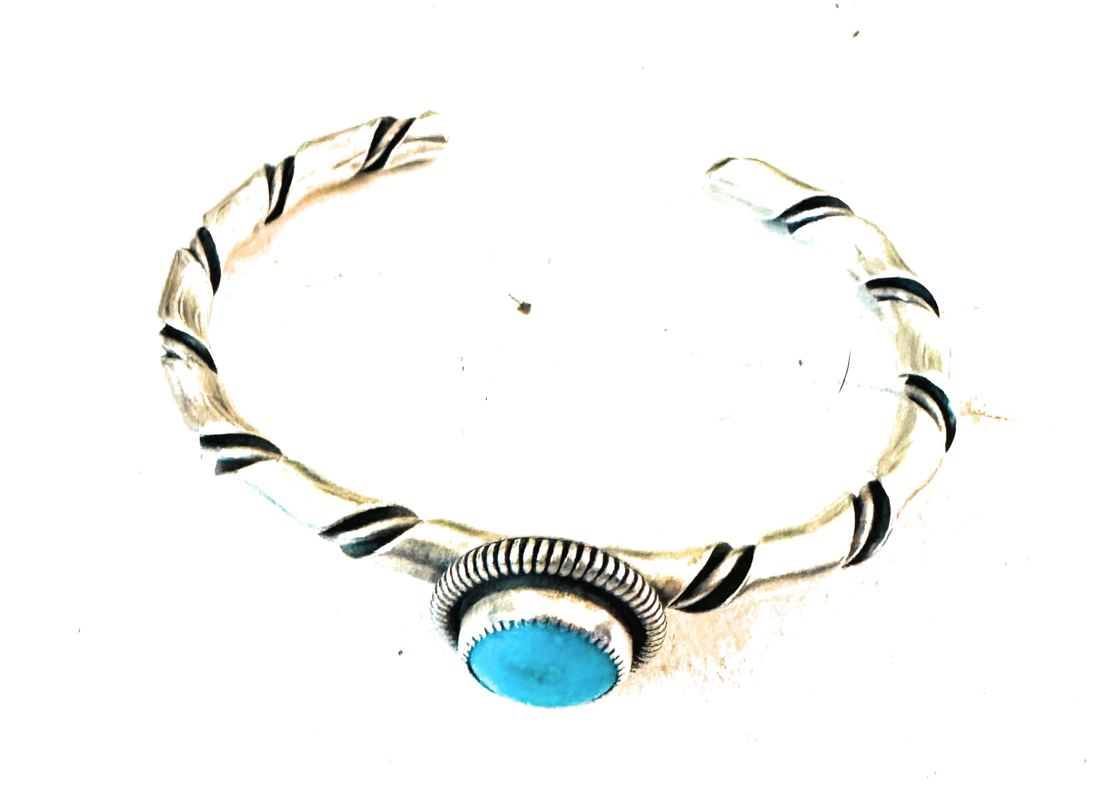 Navajo Sterling Silver & Kingman Turquoise Cuff Bracelet